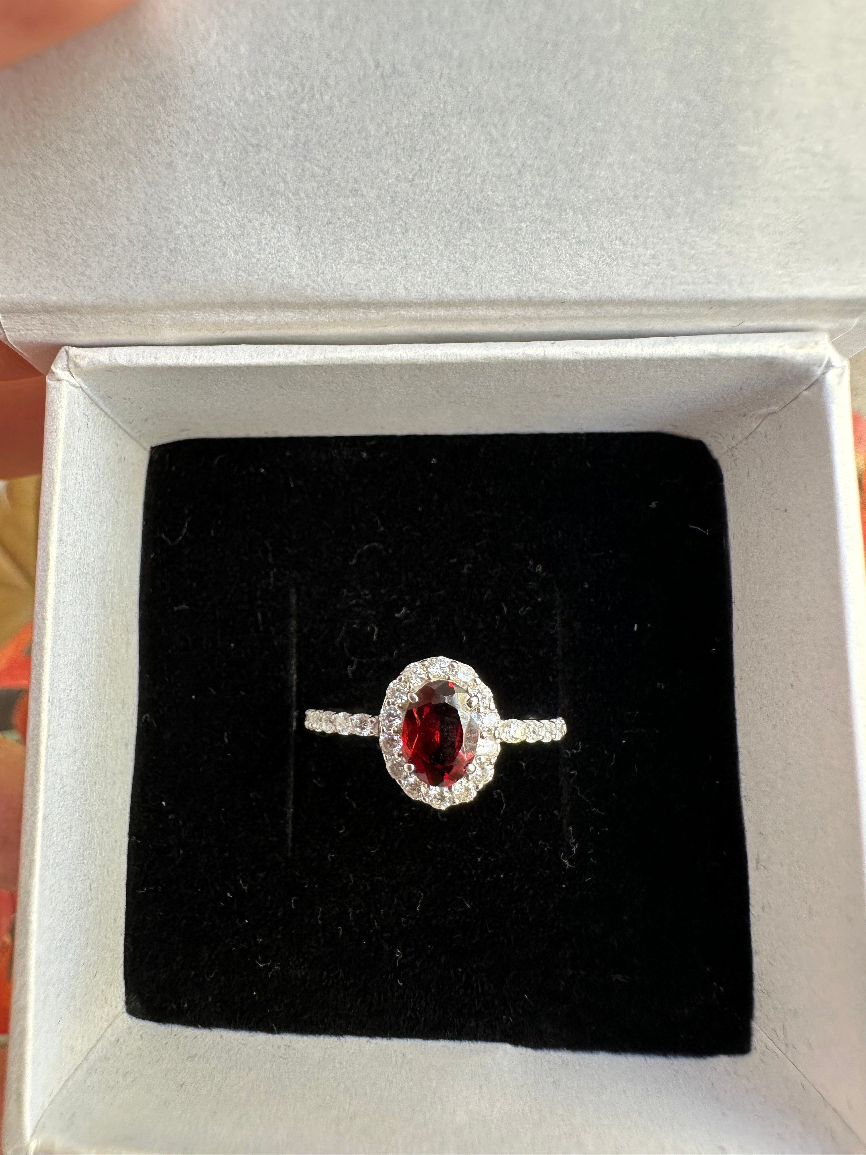 Garnet Ring: 925 Sterling Silver Minimalist Statement Ring