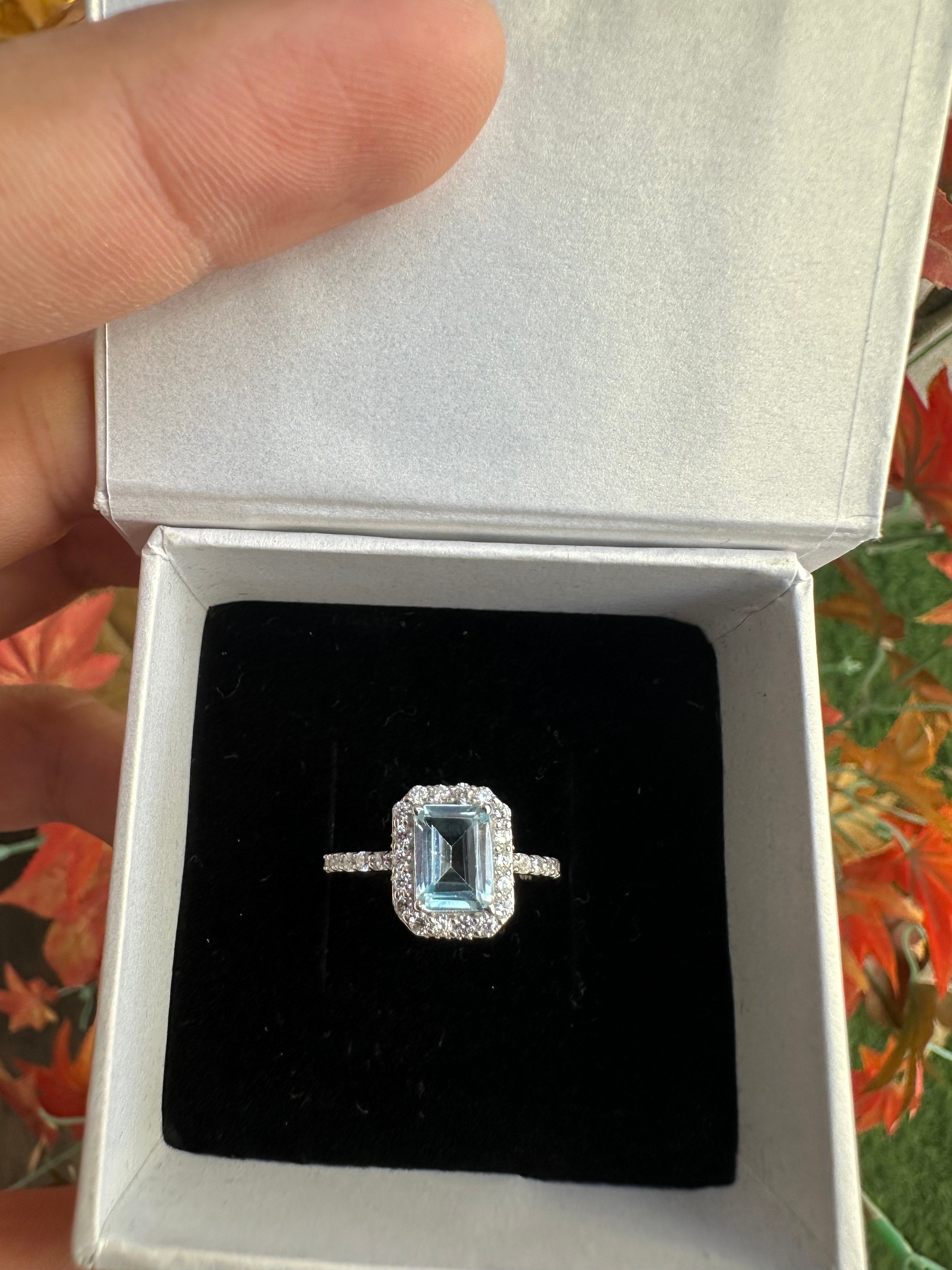 Blue Topaz Octagon Ring: Sterling Silver Minimalist Statement Ring