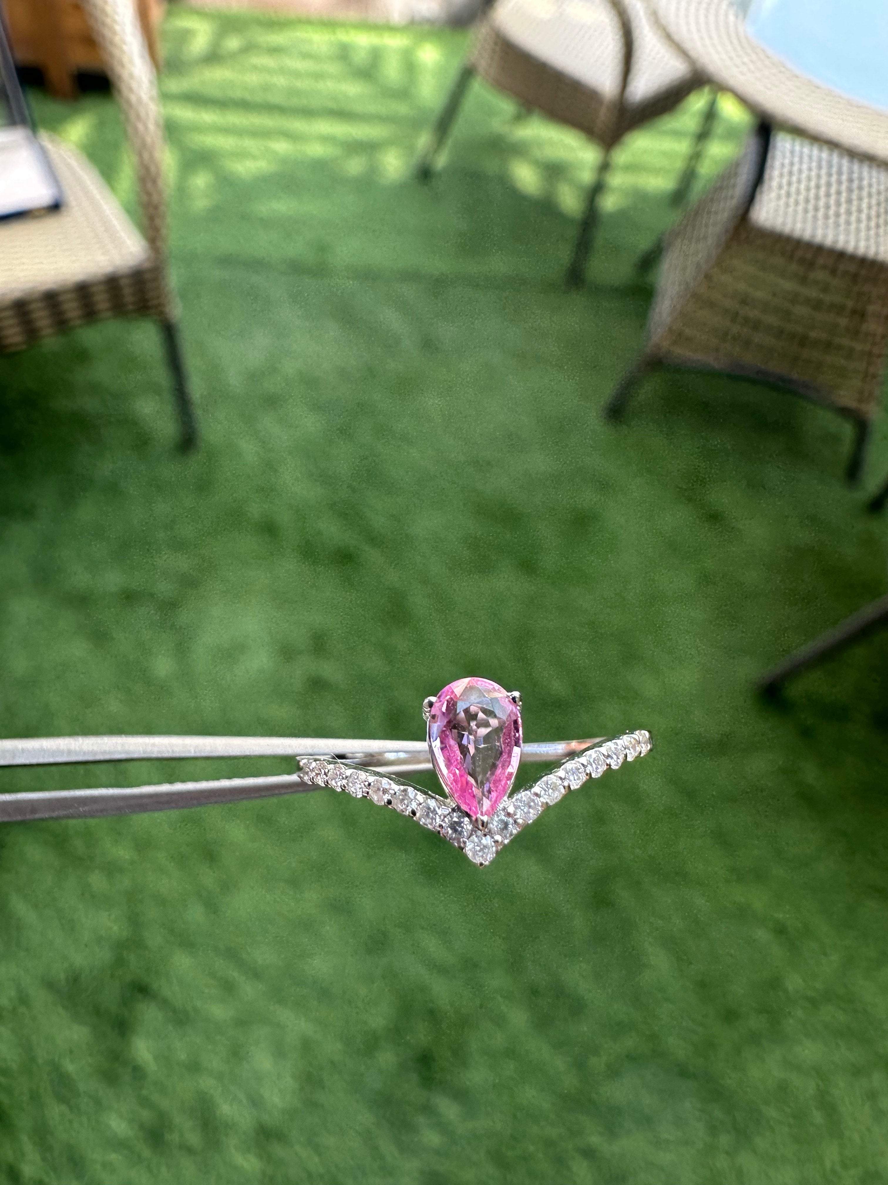 Kylie Jenner inspired 14K gold Pink Sapphire Diamond Ring