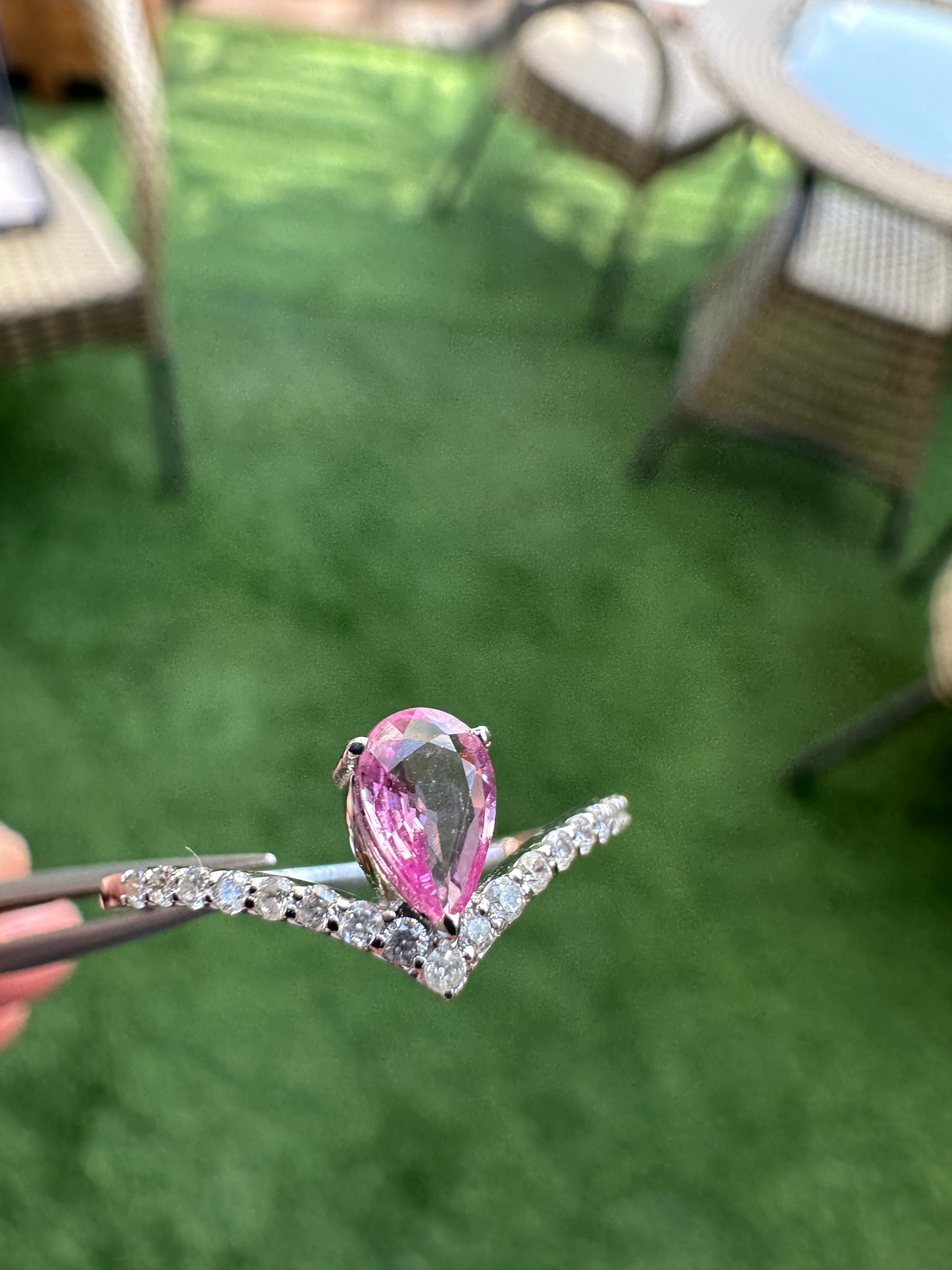 Kylie Jenner inspired 14K gold Pink Sapphire Diamond Ring