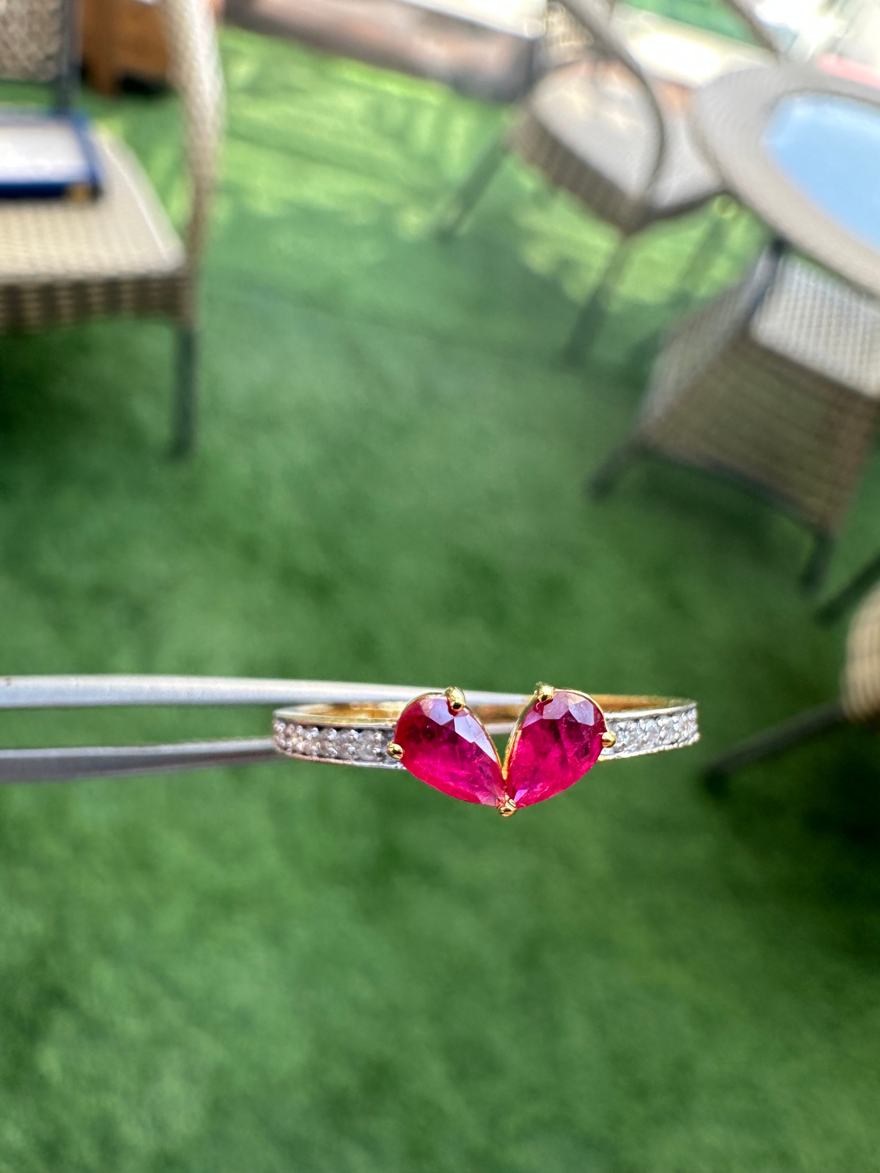 Kissie 14K gold Ruby Ring with Natural Diamonds