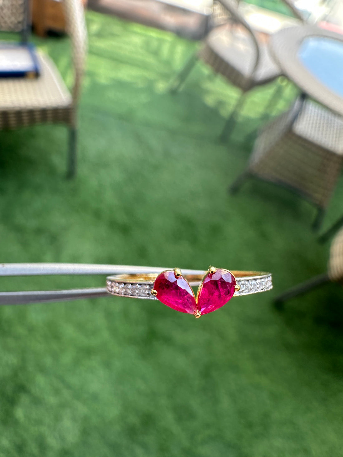 Kissie 14K gold Ruby Ring with Natural Diamonds