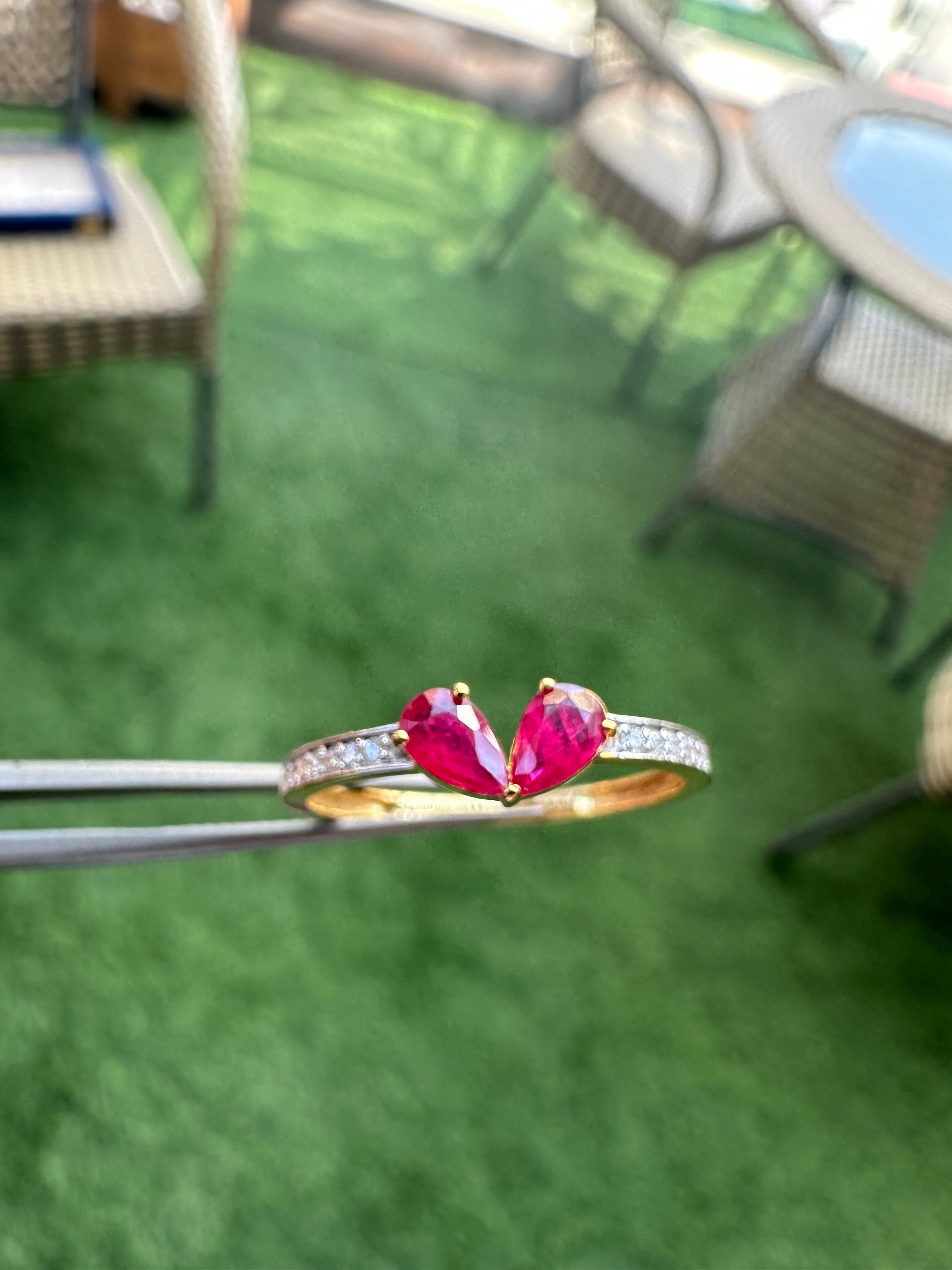 Kissie 14K gold Ruby Ring with Natural Diamonds