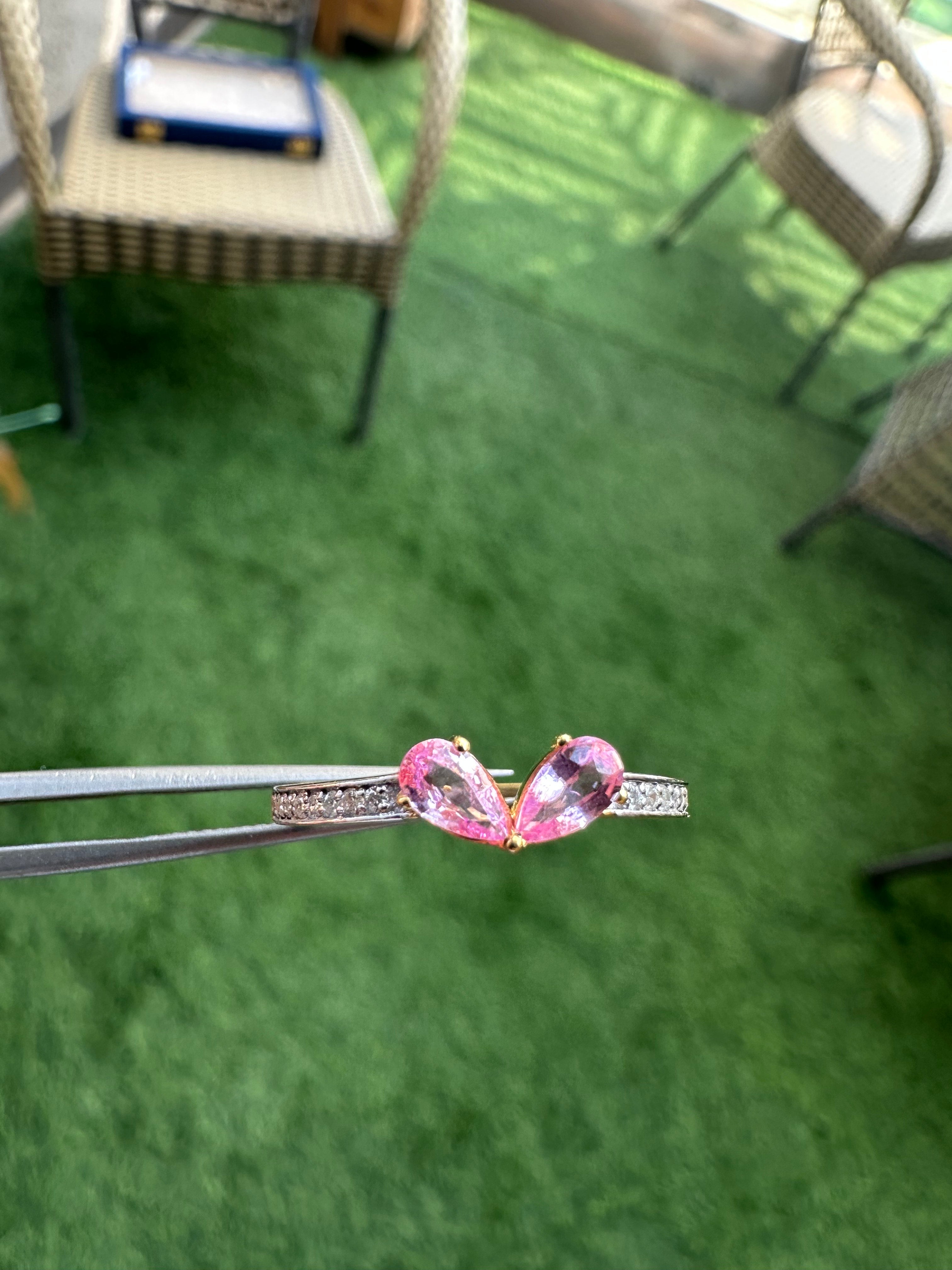 Kissie Pink Sapphire 14K Gold Ring With Natural Diamonds