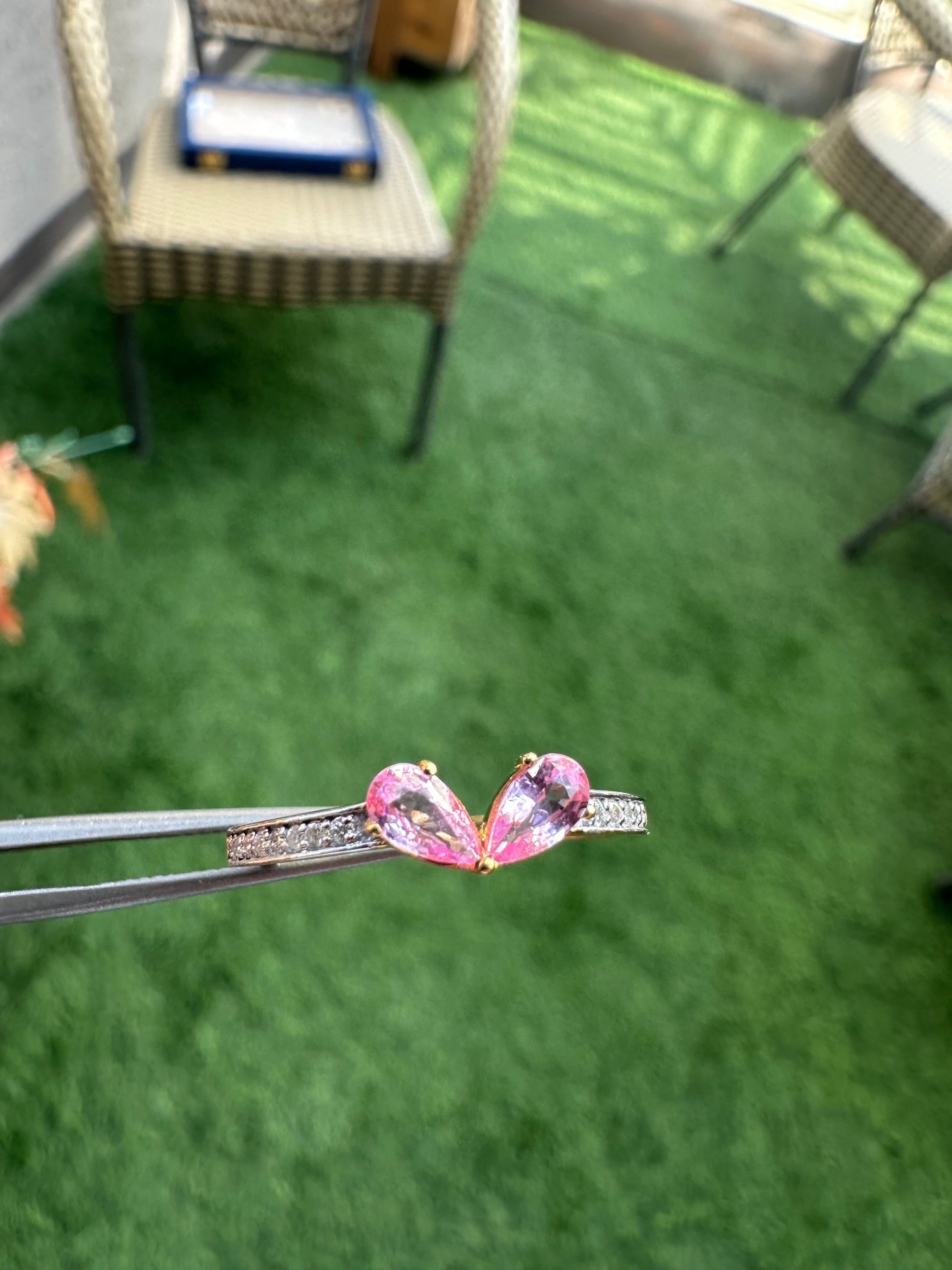 Kissie Pink Sapphire 14K Gold Ring With Natural Diamonds