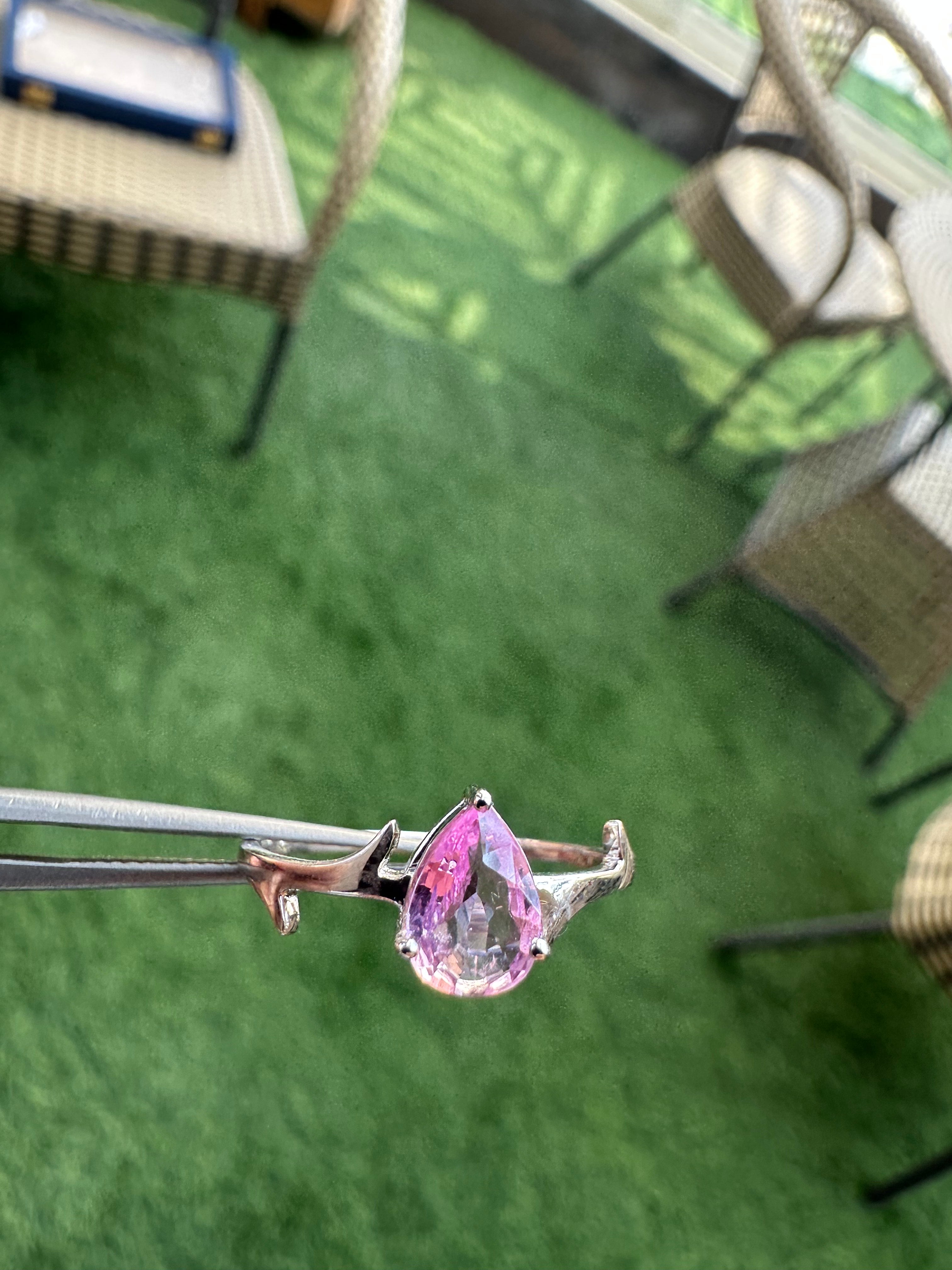 Pink Sapphire 14K Gold Ring: Designers Cut Dainty Eternity Ring