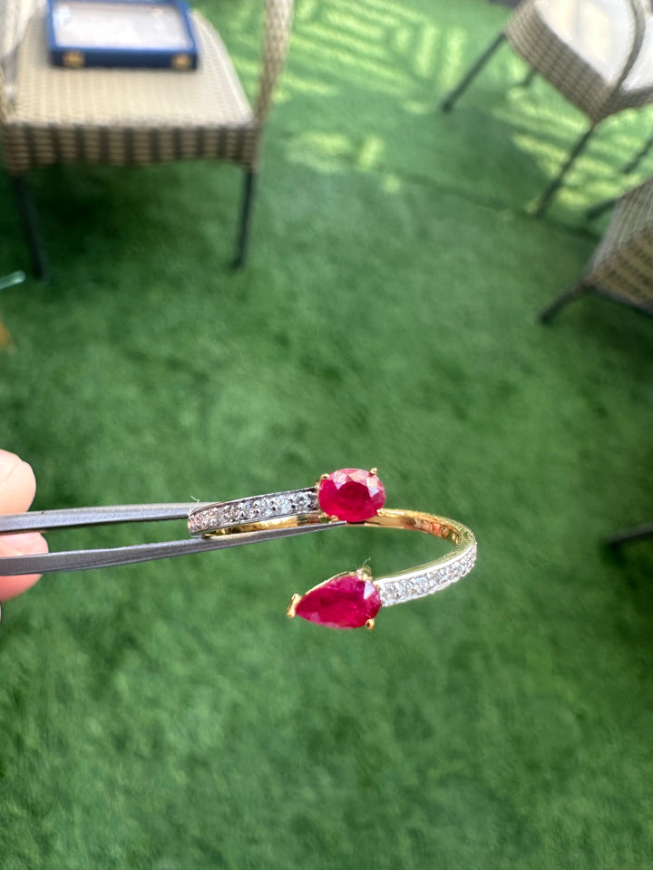 Huggies 14K Gold Ruby and Diamond Ring: Dainty Eternity Design for Her