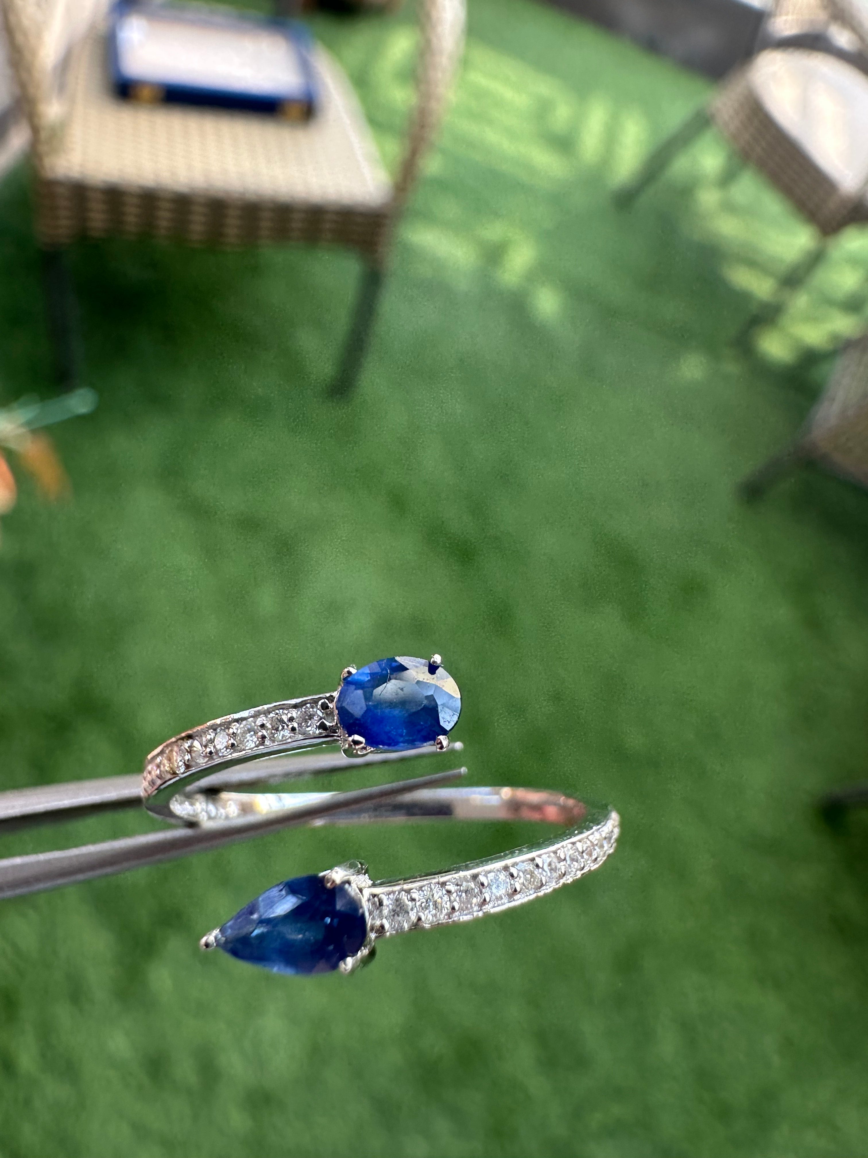 Huggies 14K Gold Queen Blue Sapphire & Diamond Accent Ring