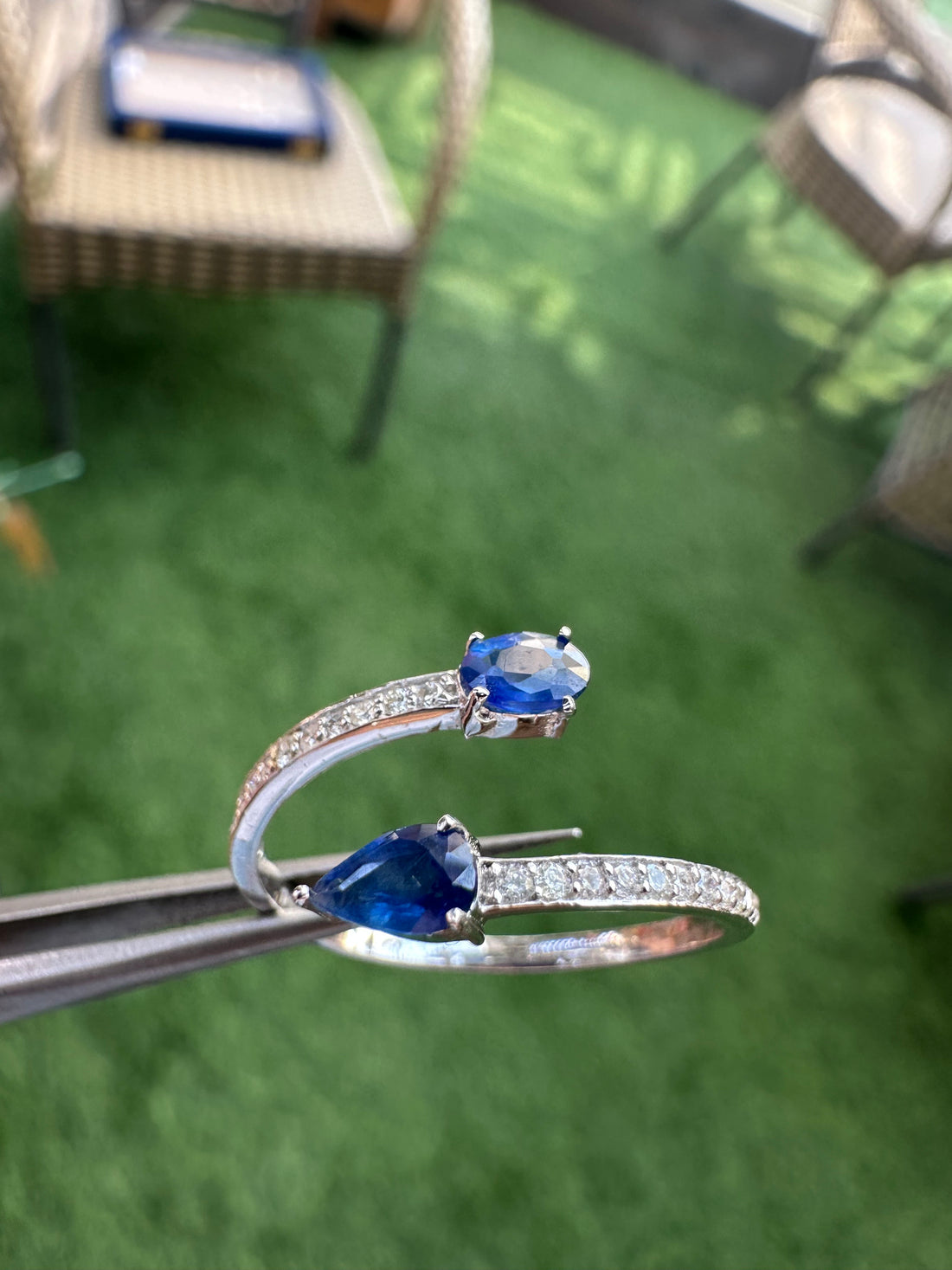 Huggies 14K Gold Queen Blue Sapphire & Diamond Accent Ring