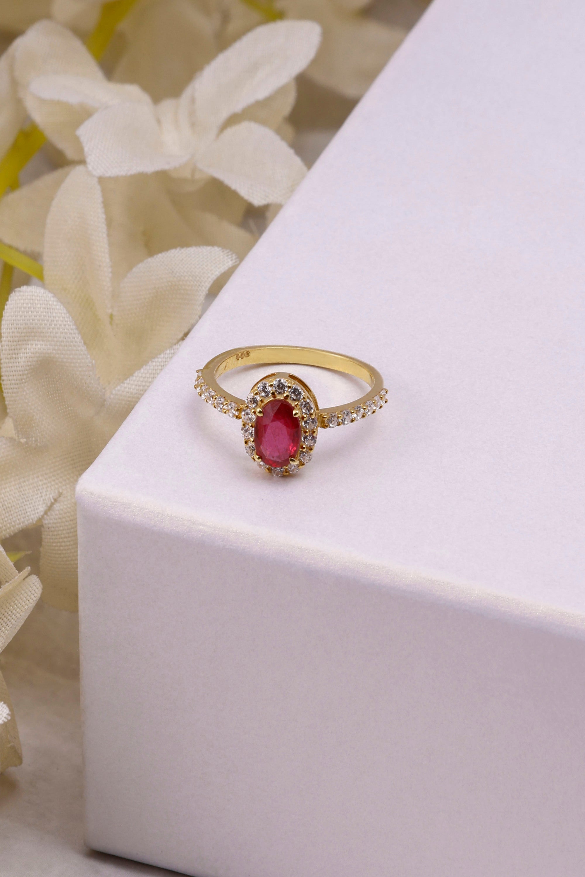 Ruby Oval Sterling Silver Ring: Minimalist Gemstone Statement Ring