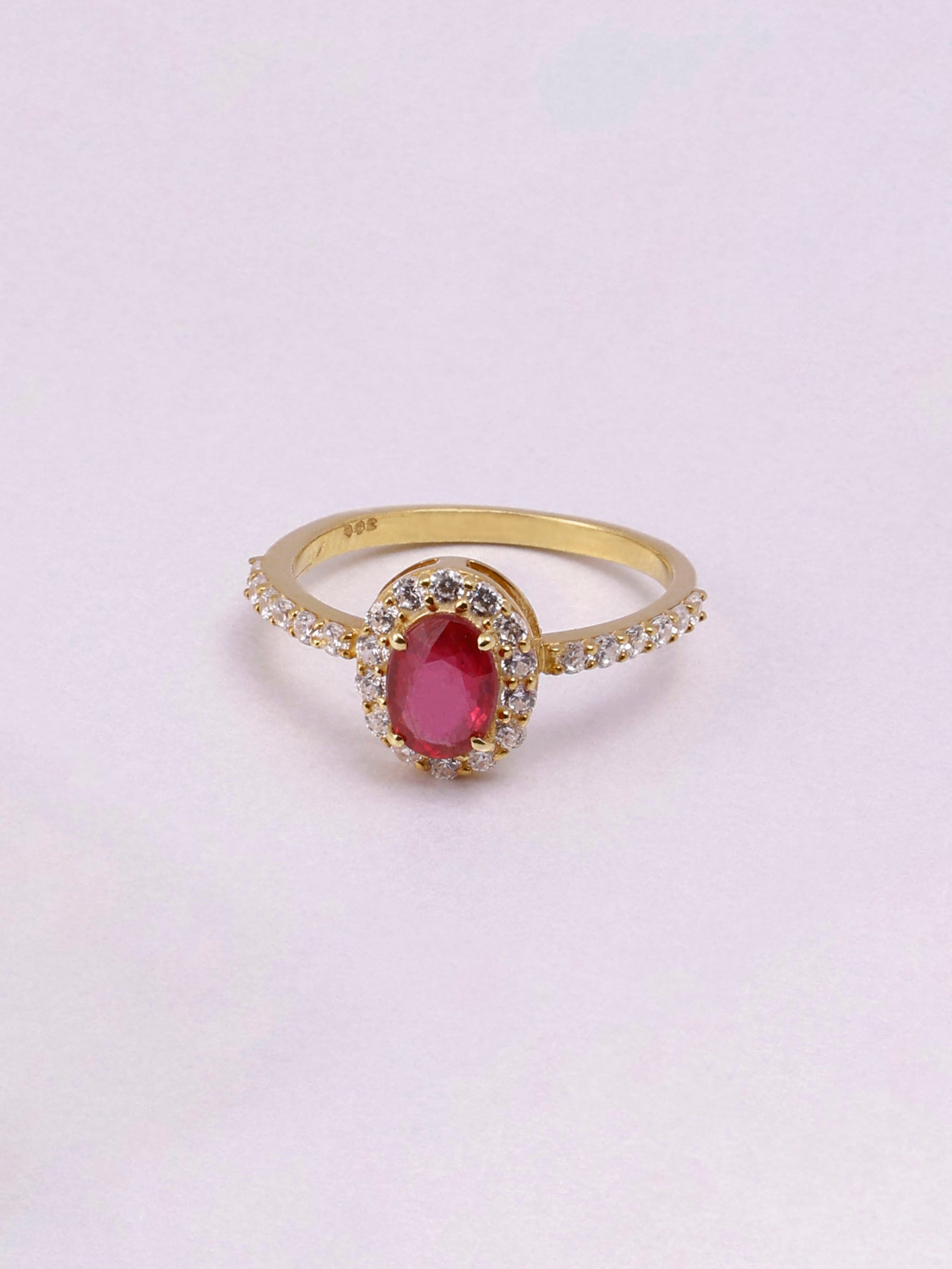 Ruby Oval Sterling Silver Ring: Minimalist Gemstone Statement Ring