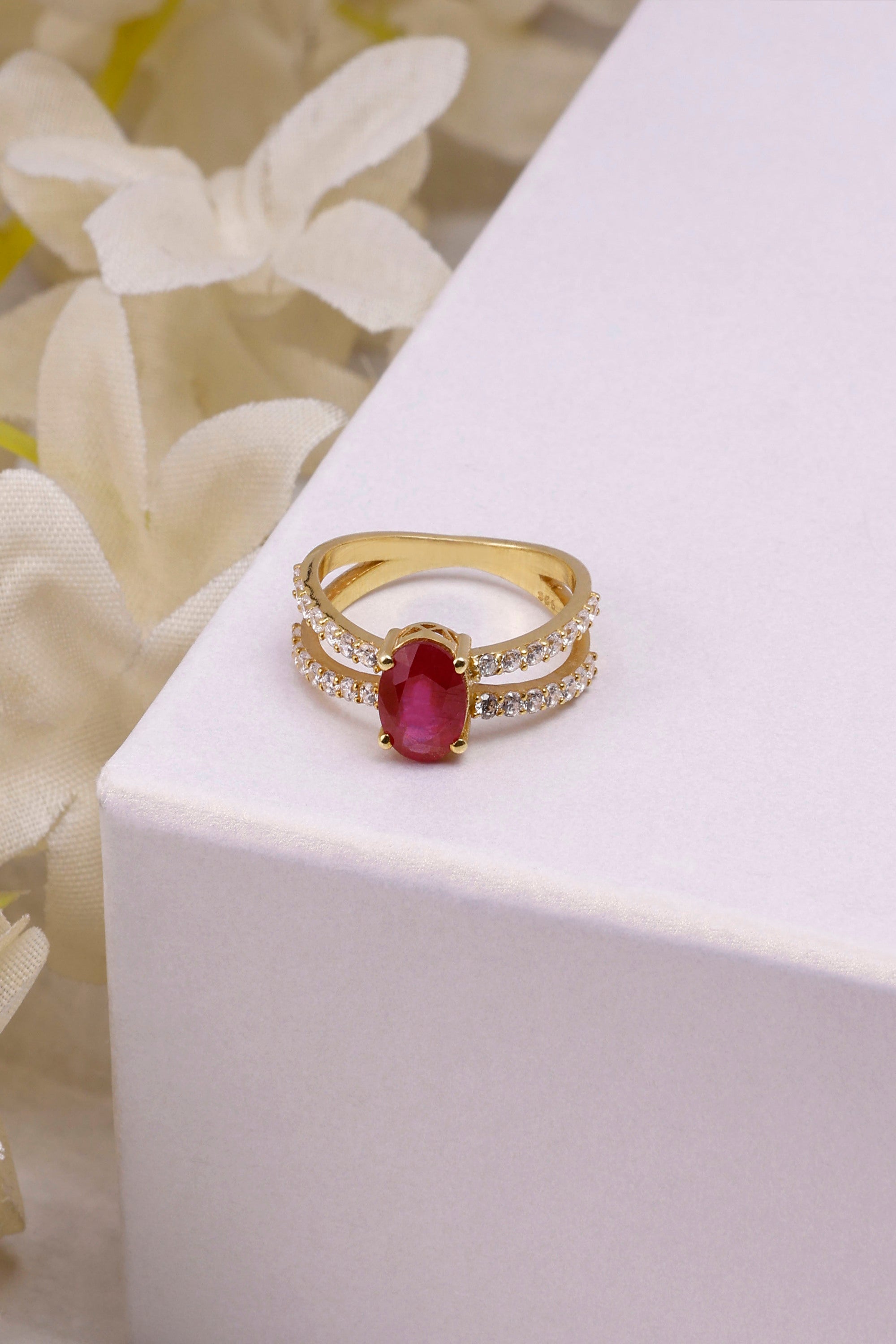 Ruby Oval Sterling Silver Ring: Minimalist Dainty Statement