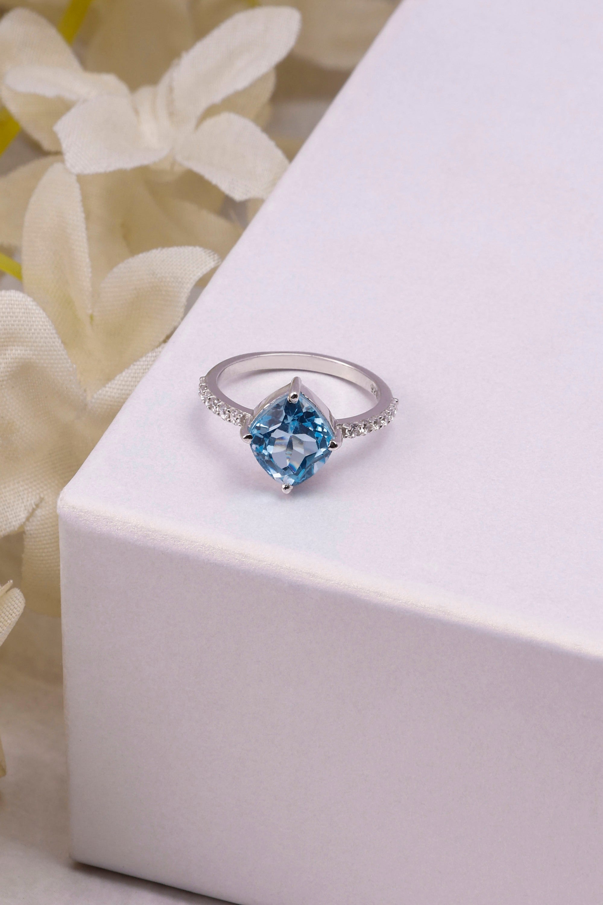 Blue Topaz Sterling Silver Ring: Minimalist Statement Jewelry