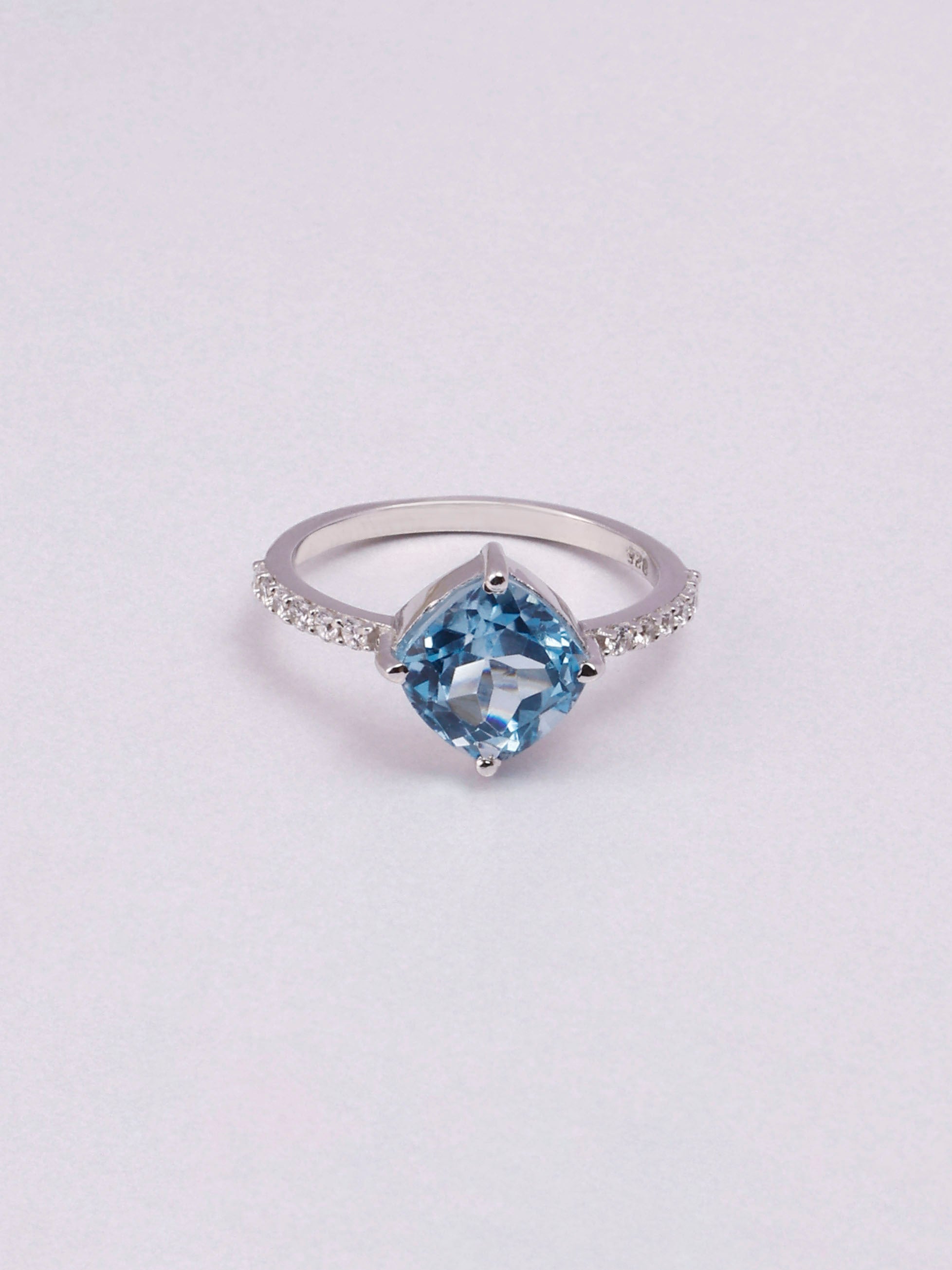 Blue Topaz Sterling Silver Ring: Minimalist Statement Jewelry