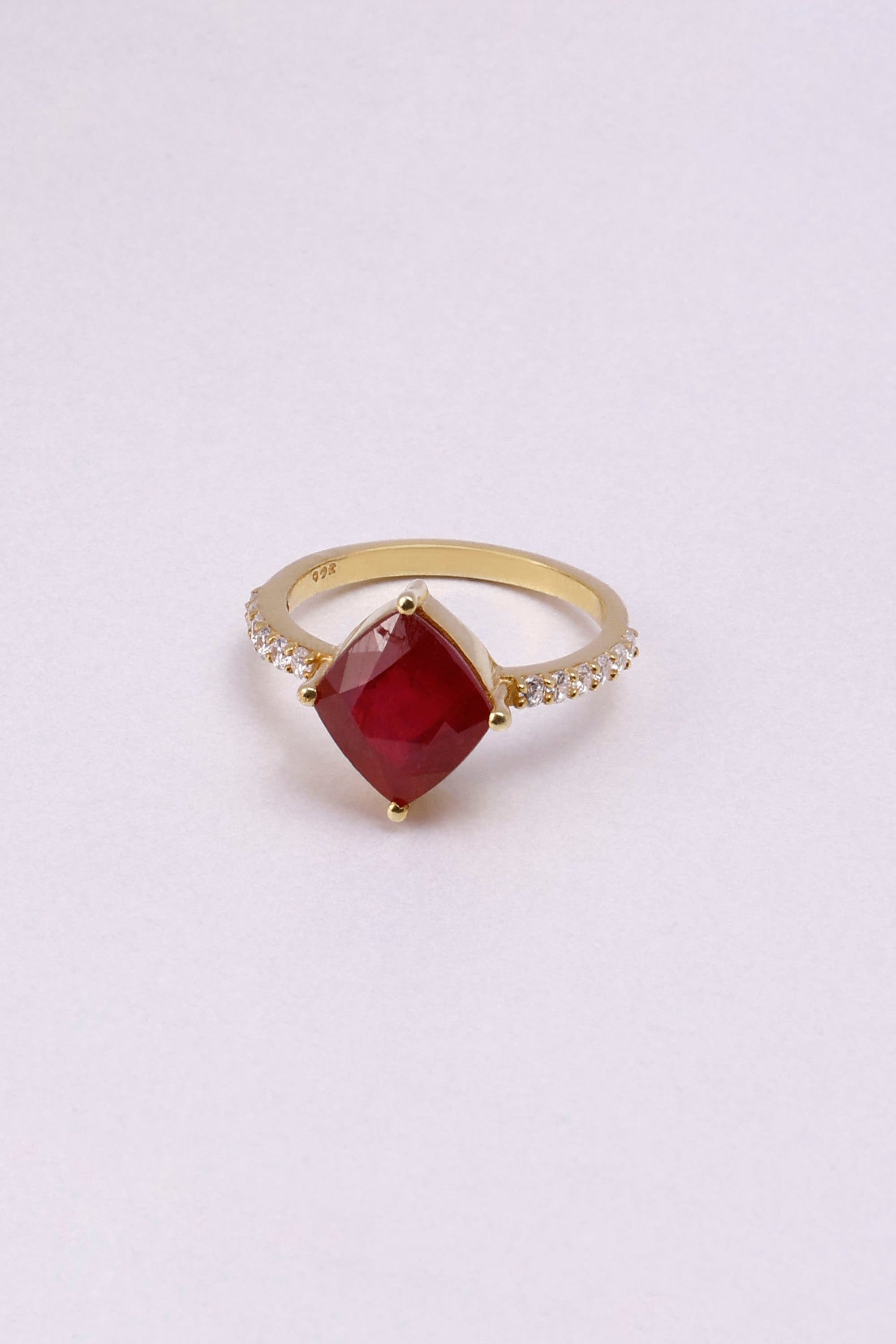 Ruby Cushion Cut Sterling Silver Ring: Minimalist Statement Jewelry