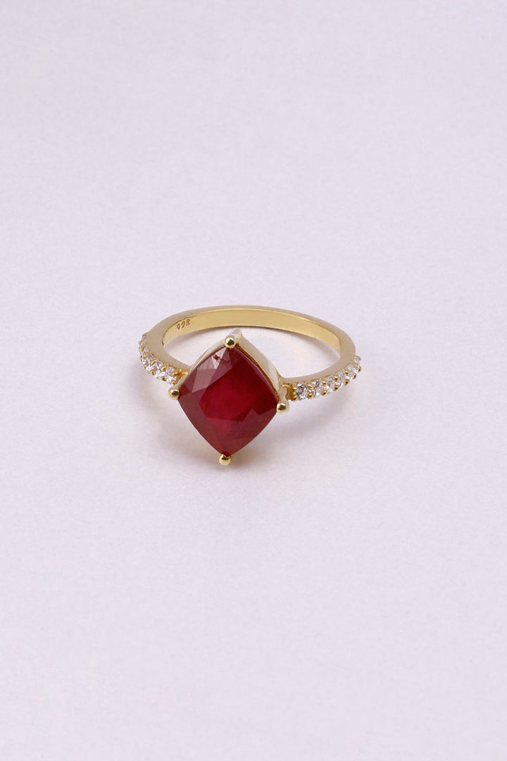 Ruby Cushion Cut Sterling Silver Ring: Minimalist Statement Jewelry