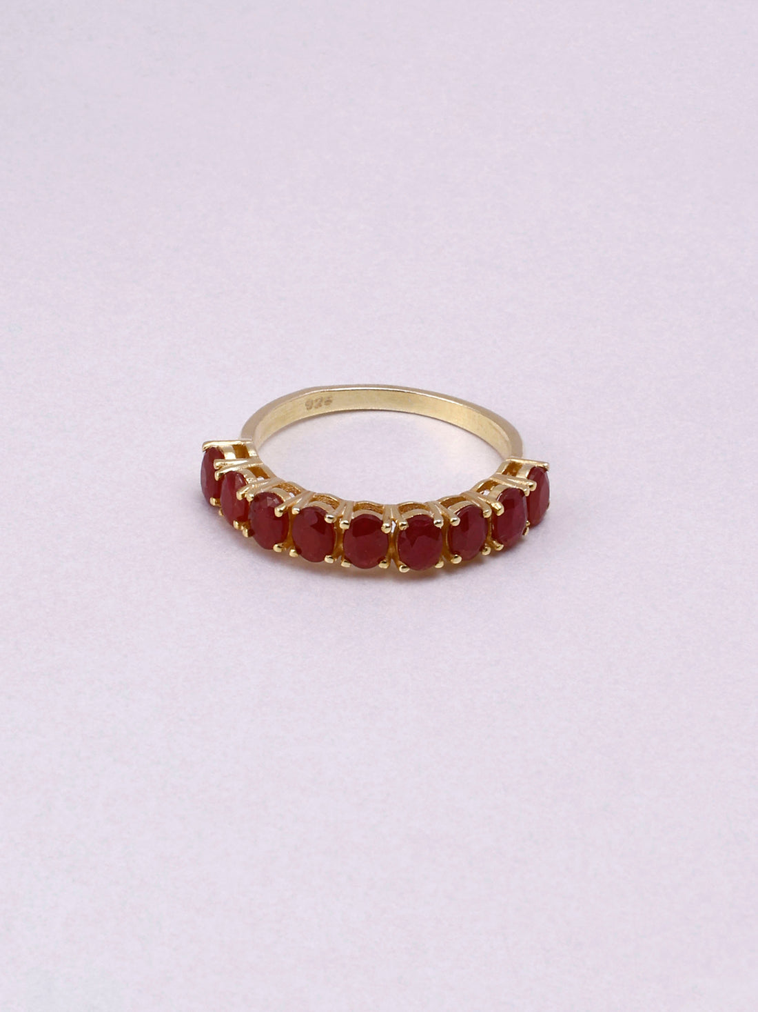 Ruby Sterling Silver Half Eternity Ring: Minimalist Gemstone Band