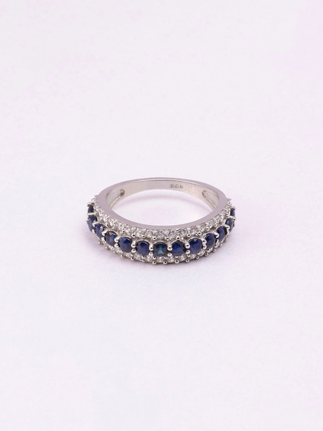 Blue Sapphire Sterling Silver Eternity Ring: Minimalist Statement Band