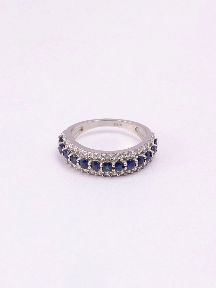 Blue Sapphire Sterling Silver Eternity Ring: Minimalist Statement Band