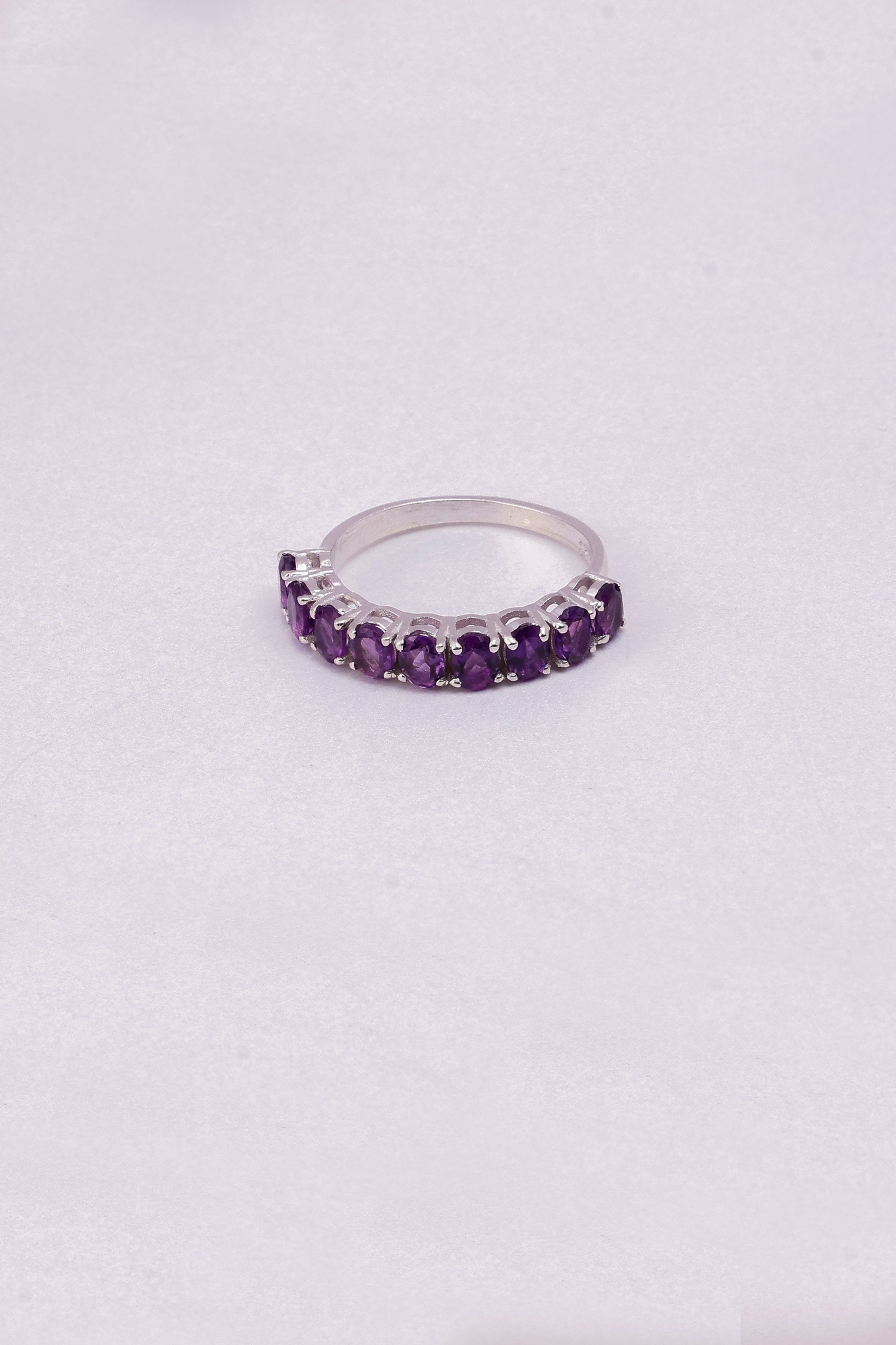 Amethyst Sterling Silver Ring: Minimalist Dainty Gemstone Band