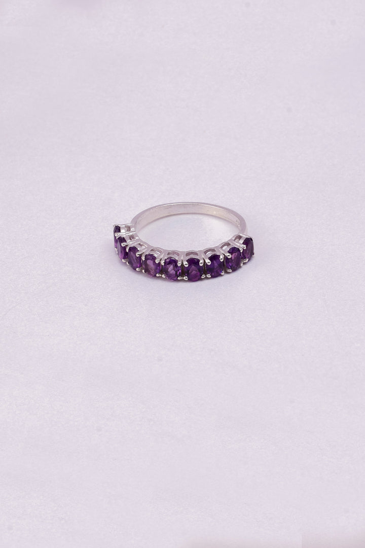 Amethyst Sterling Silver Ring: Minimalist Dainty Gemstone Band