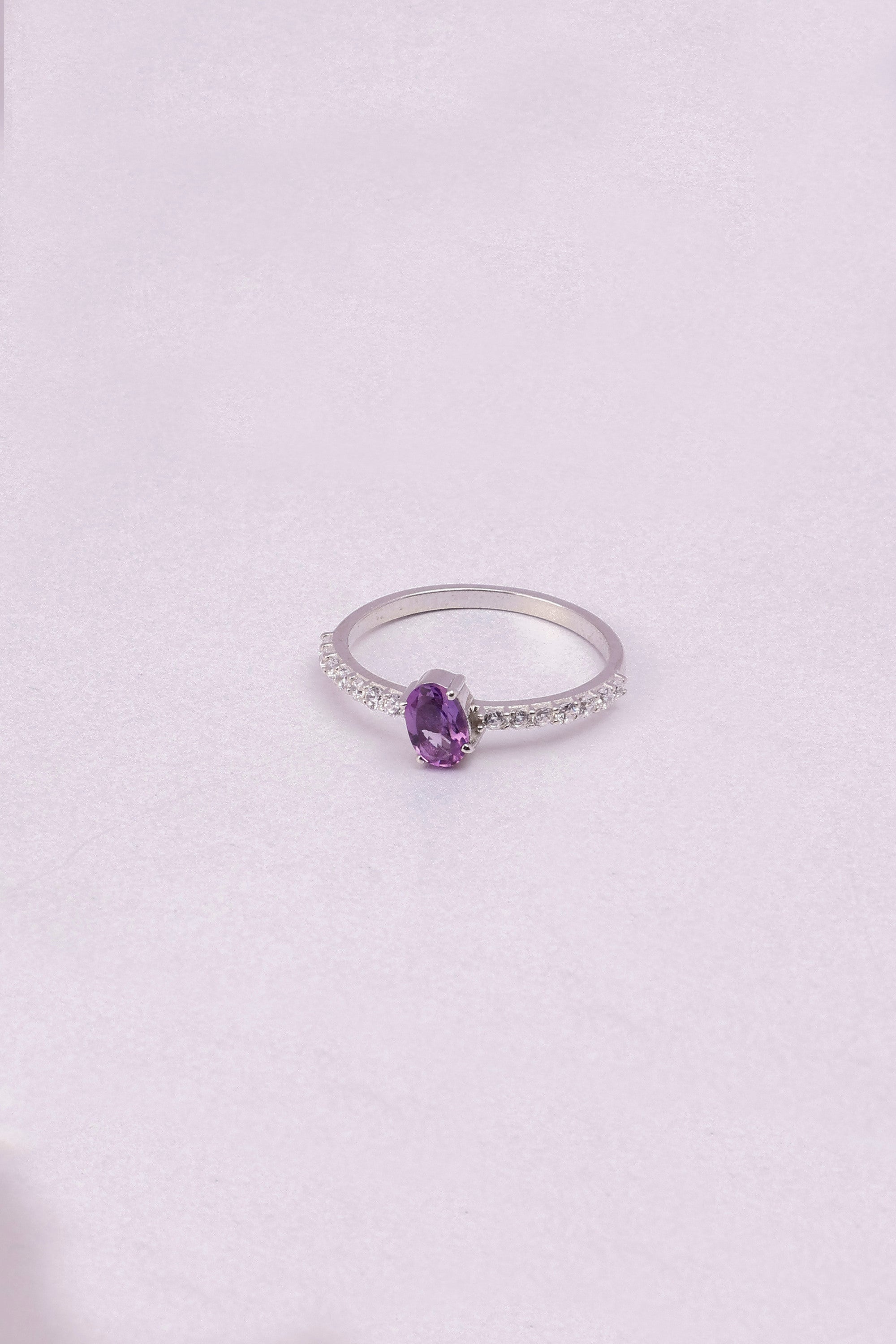 Amethyst Twisted Ring: Sterling Silver Minimalist Design