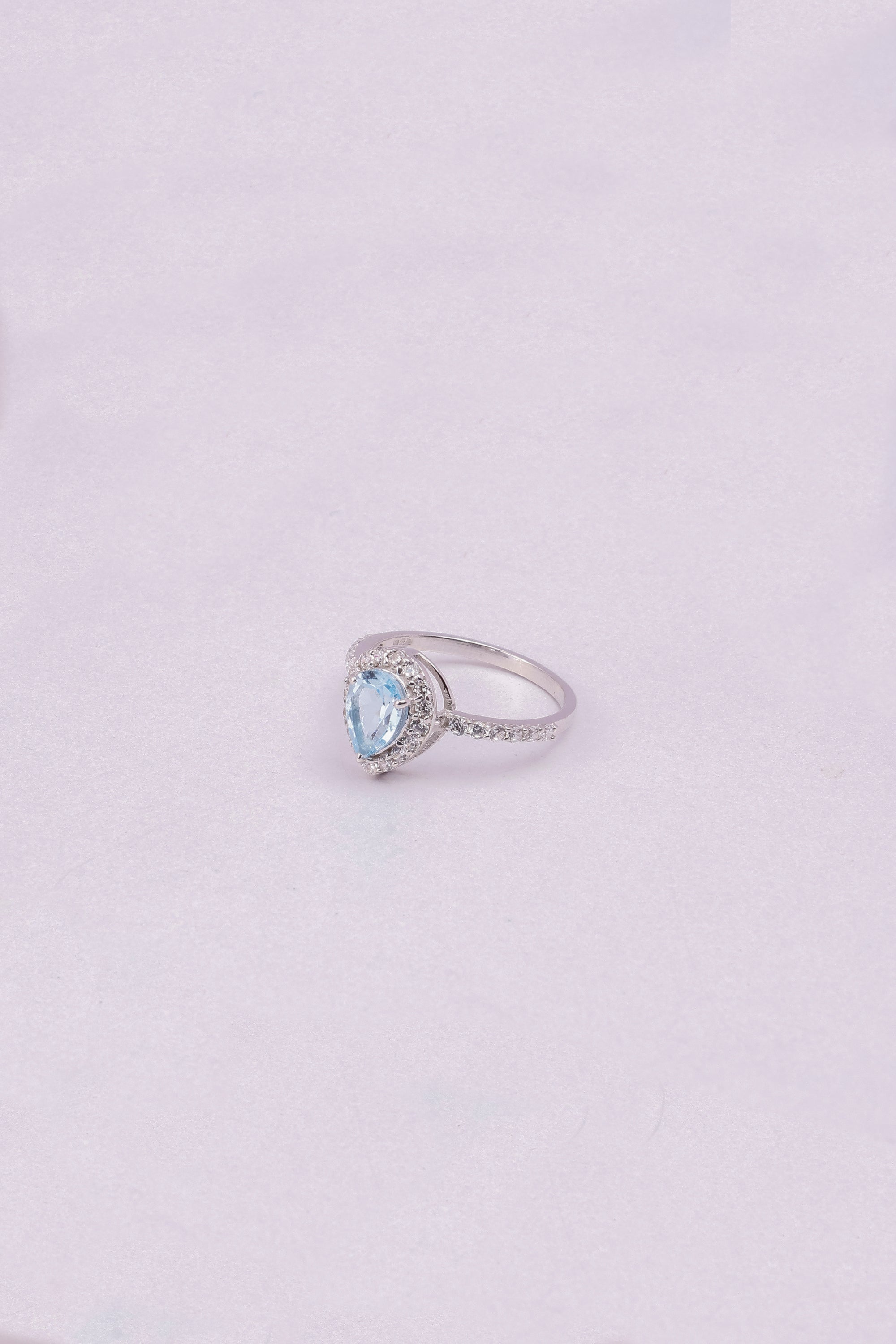 Blue Topaz Pear Ring: Sterling Silver Minimalist Design