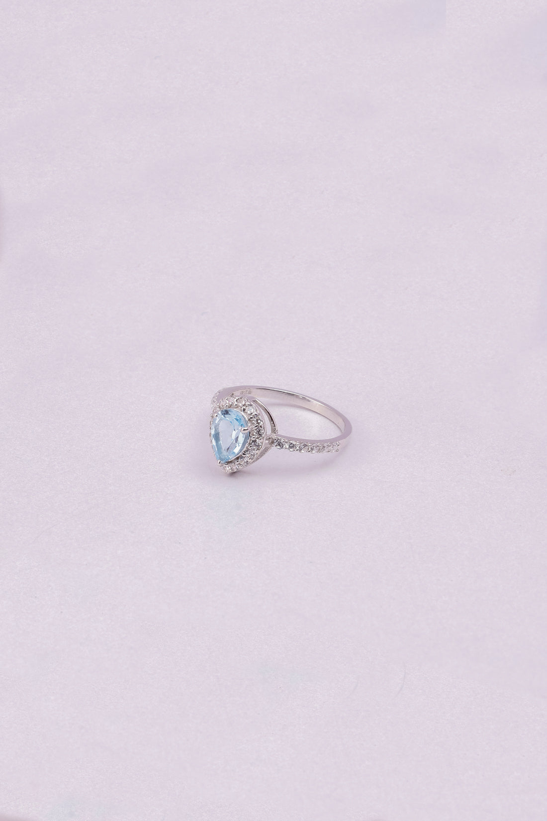 Blue Topaz Pear Ring: Sterling Silver Minimalist Design