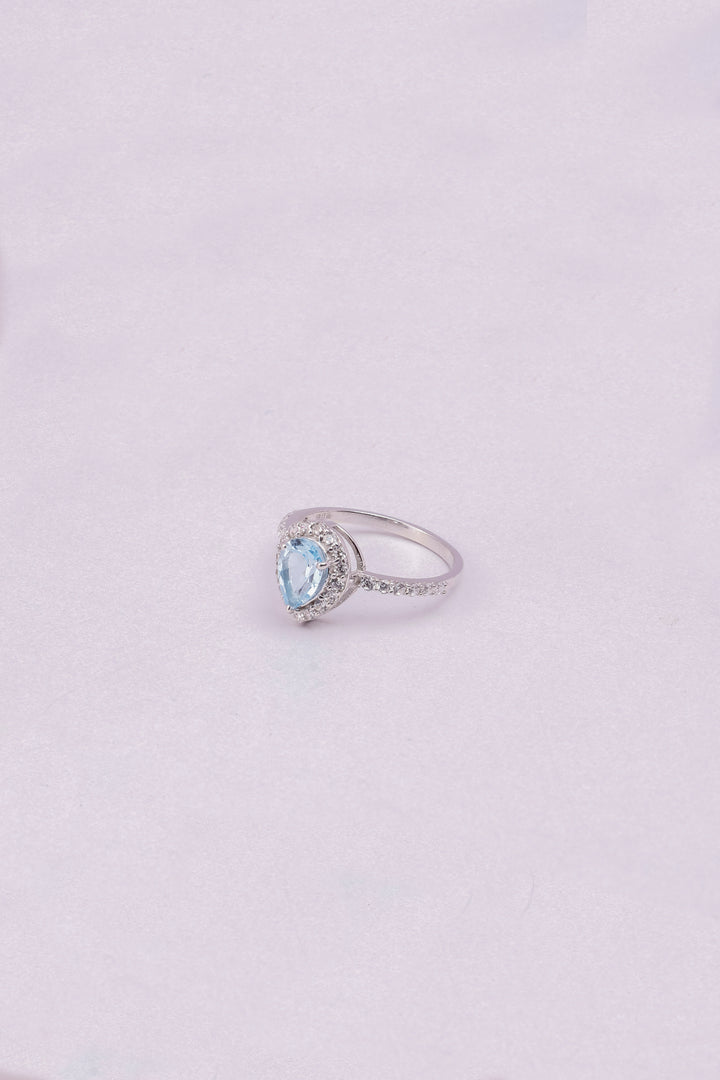 Blue Topaz Pear Ring: Sterling Silver Minimalist Design