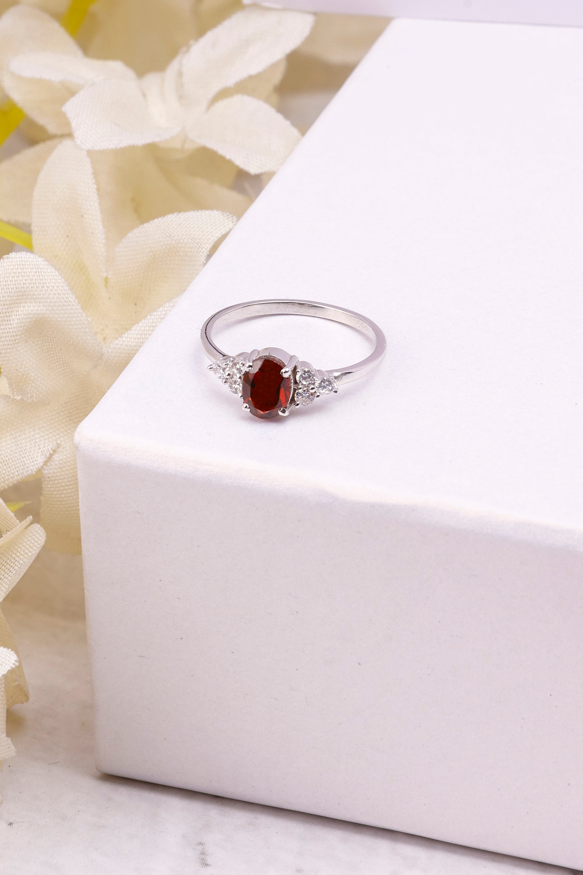 Garnet & Zircon Sterling Silver Ring: Minimalist Statement Jewelry