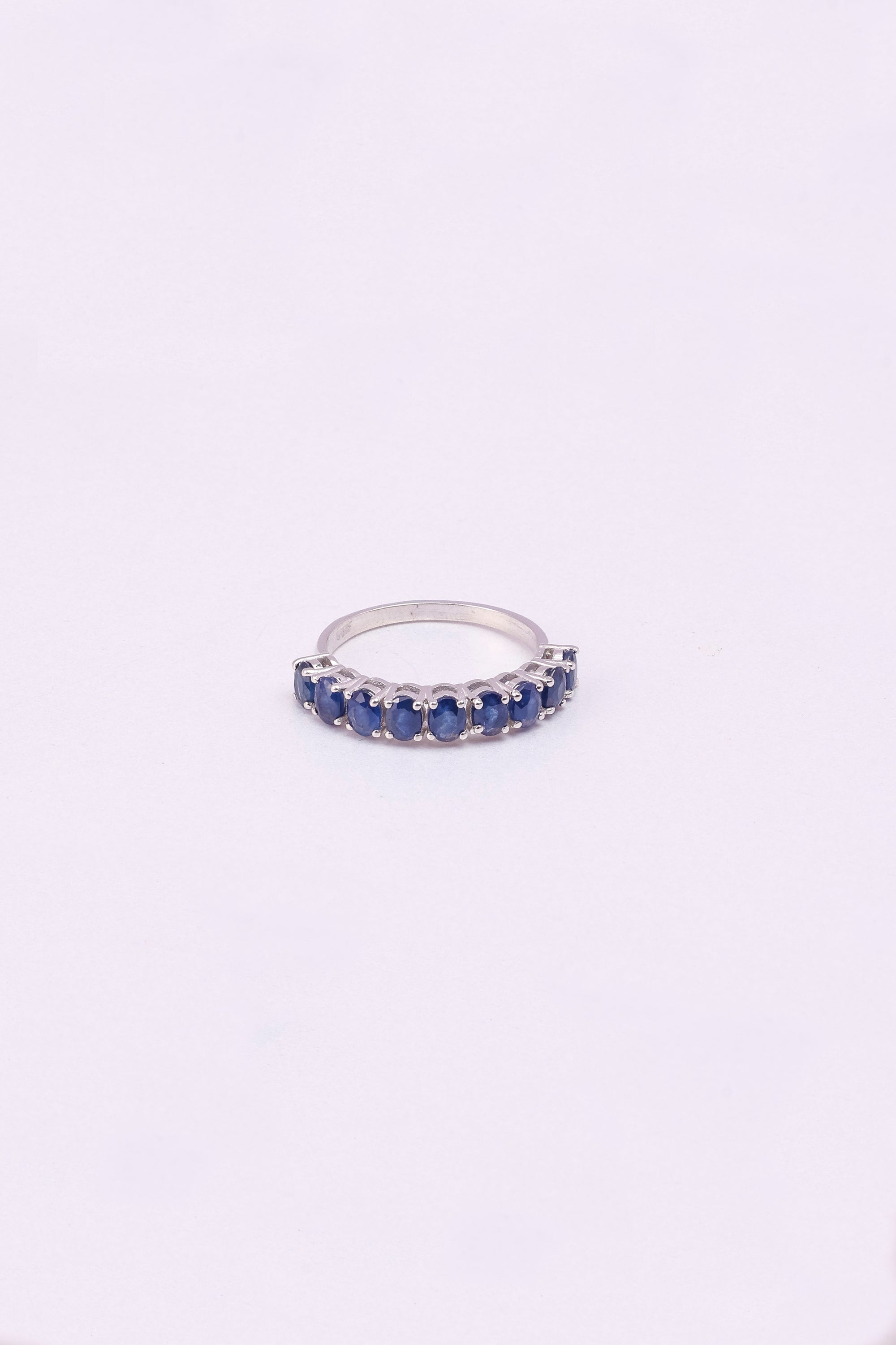 Blue Sapphire Sterling Silver Ring: Minimalist Dainty Band