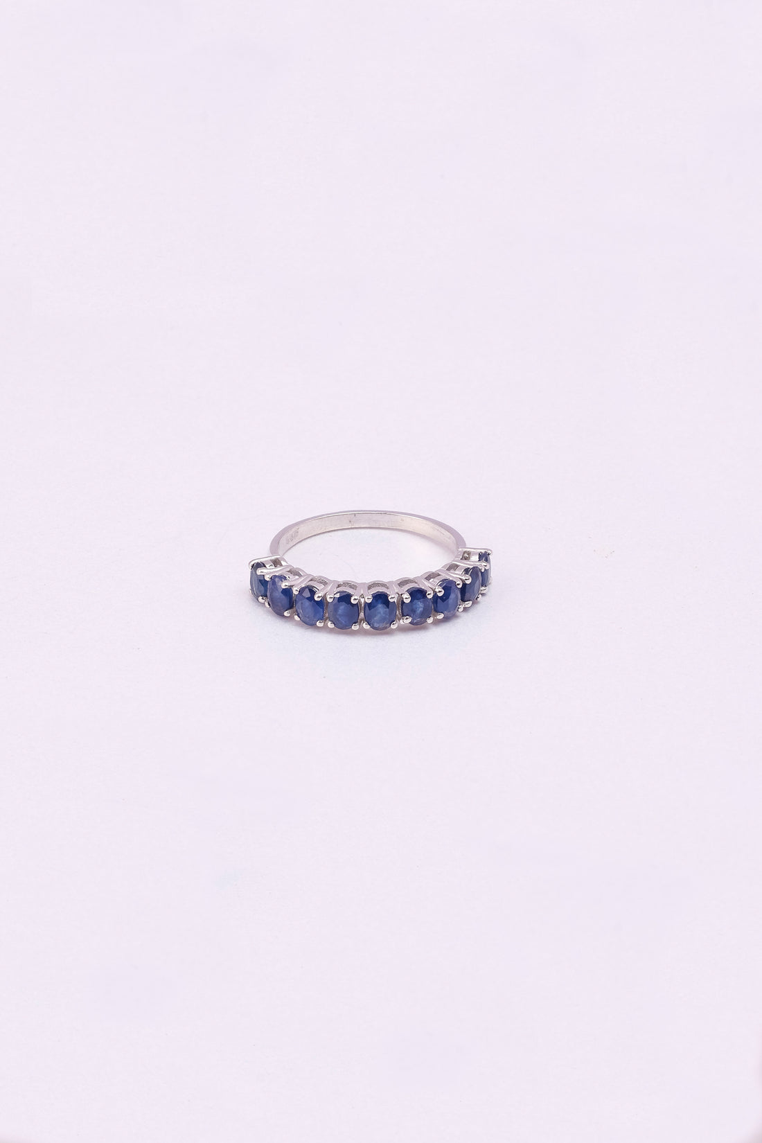 Blue Sapphire Sterling Silver Ring: Minimalist Dainty Band
