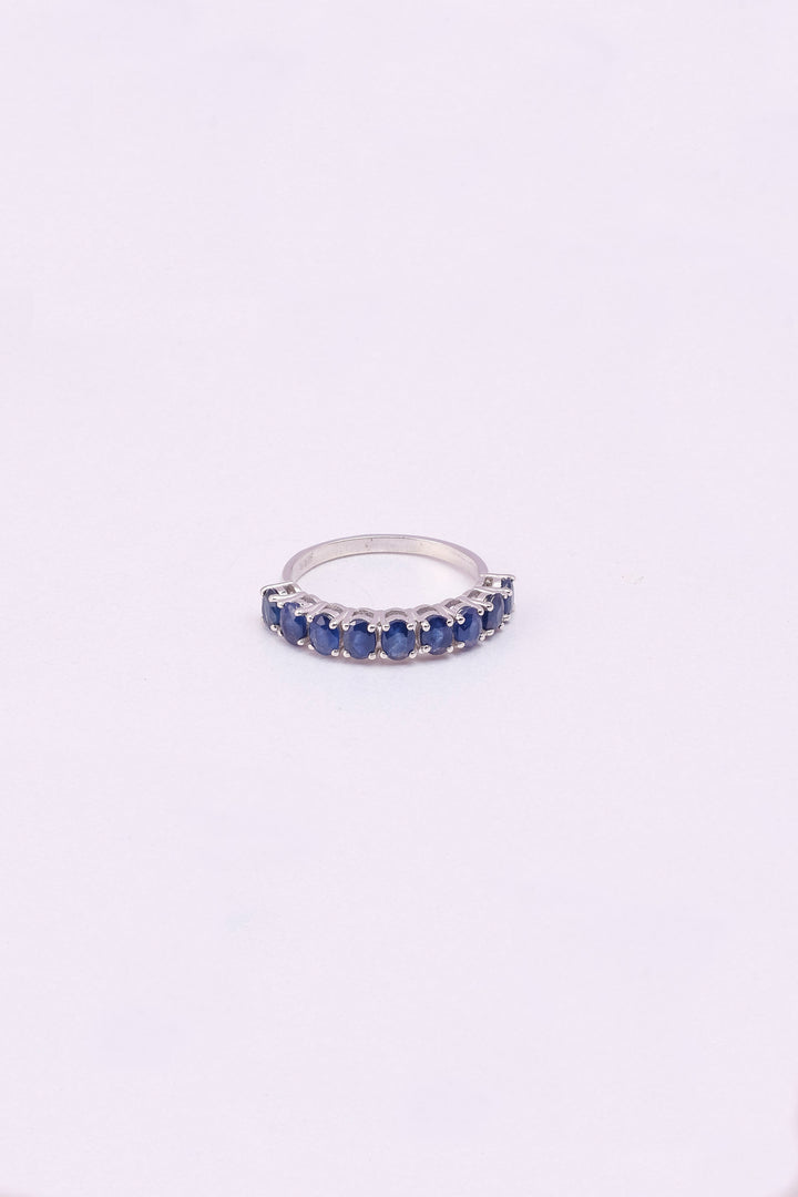 Blue Sapphire Sterling Silver Ring: Minimalist Dainty Band