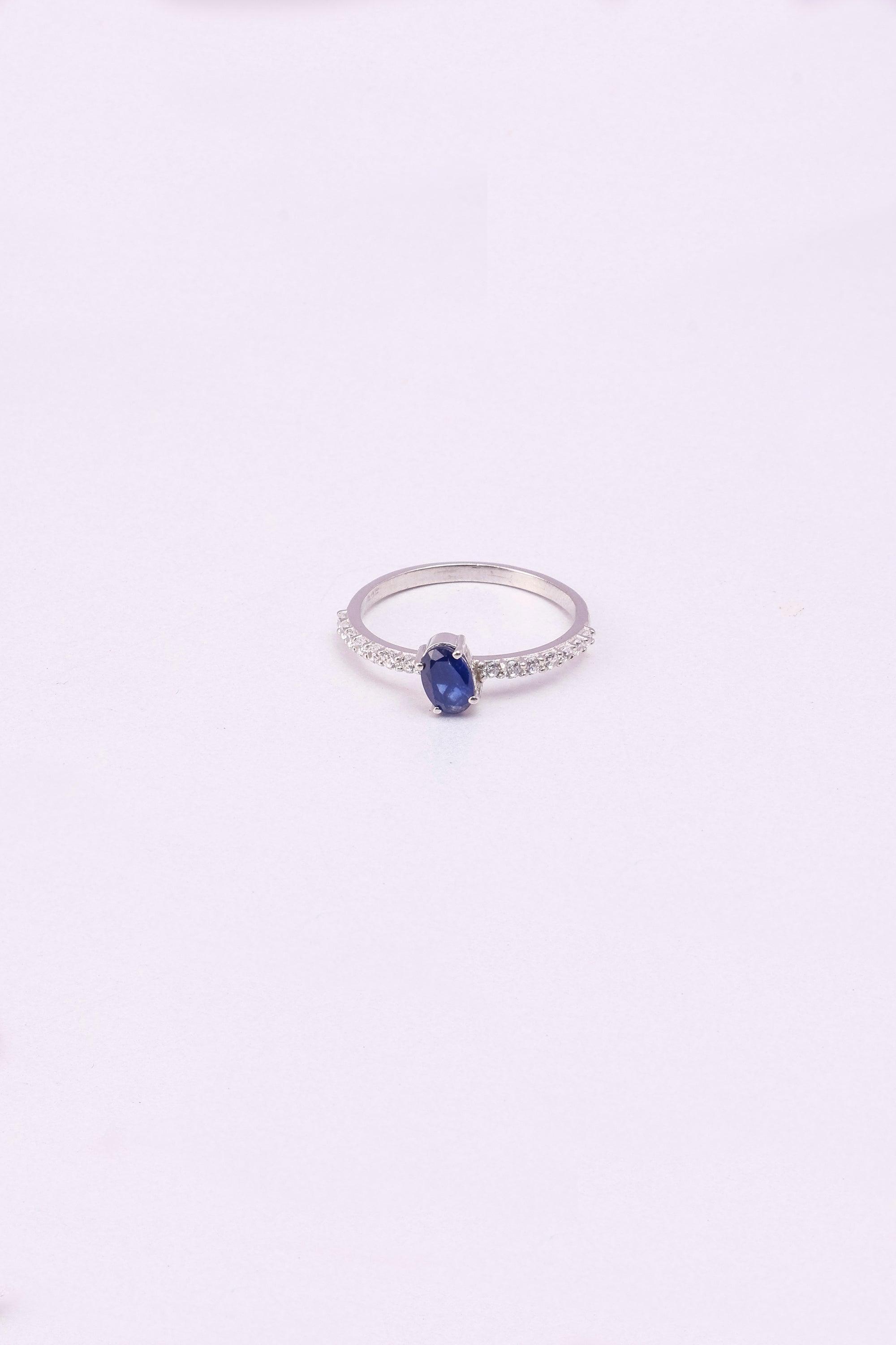 Blue Sapphire Twisted Sterling Silver Ring: Minimalist Eternity Band