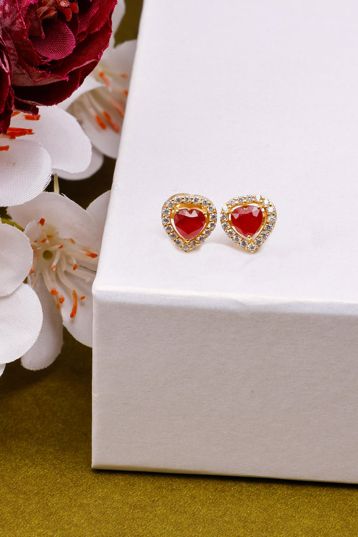 Ruby Heart Sterling Silver Earrings: Unique Zircon Gemstone Design