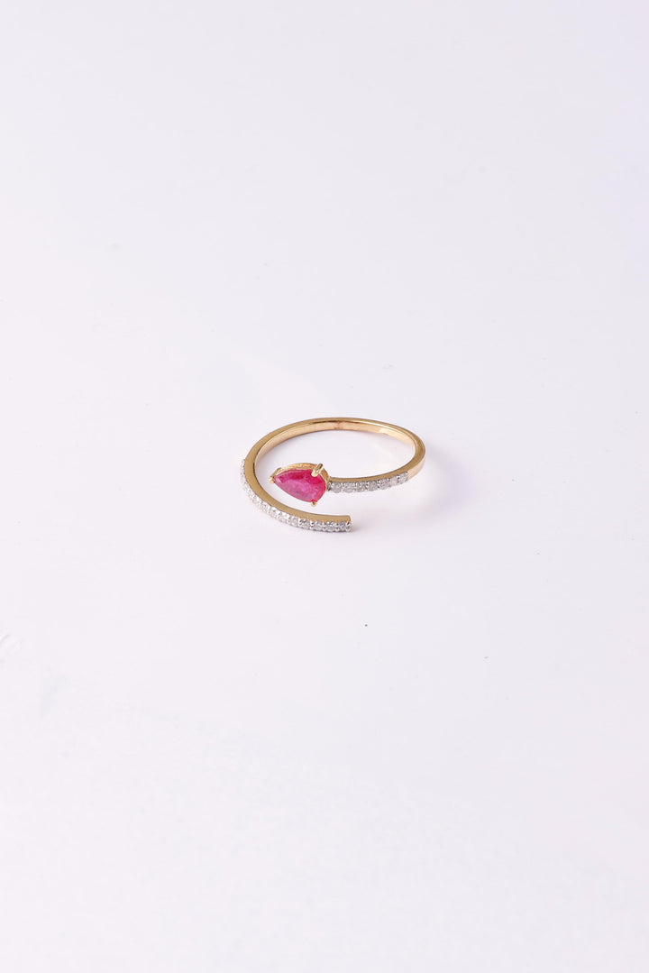 Taylor Swift Inspired 14K Gold Ruby and Diamond Ring: Huggies Ring