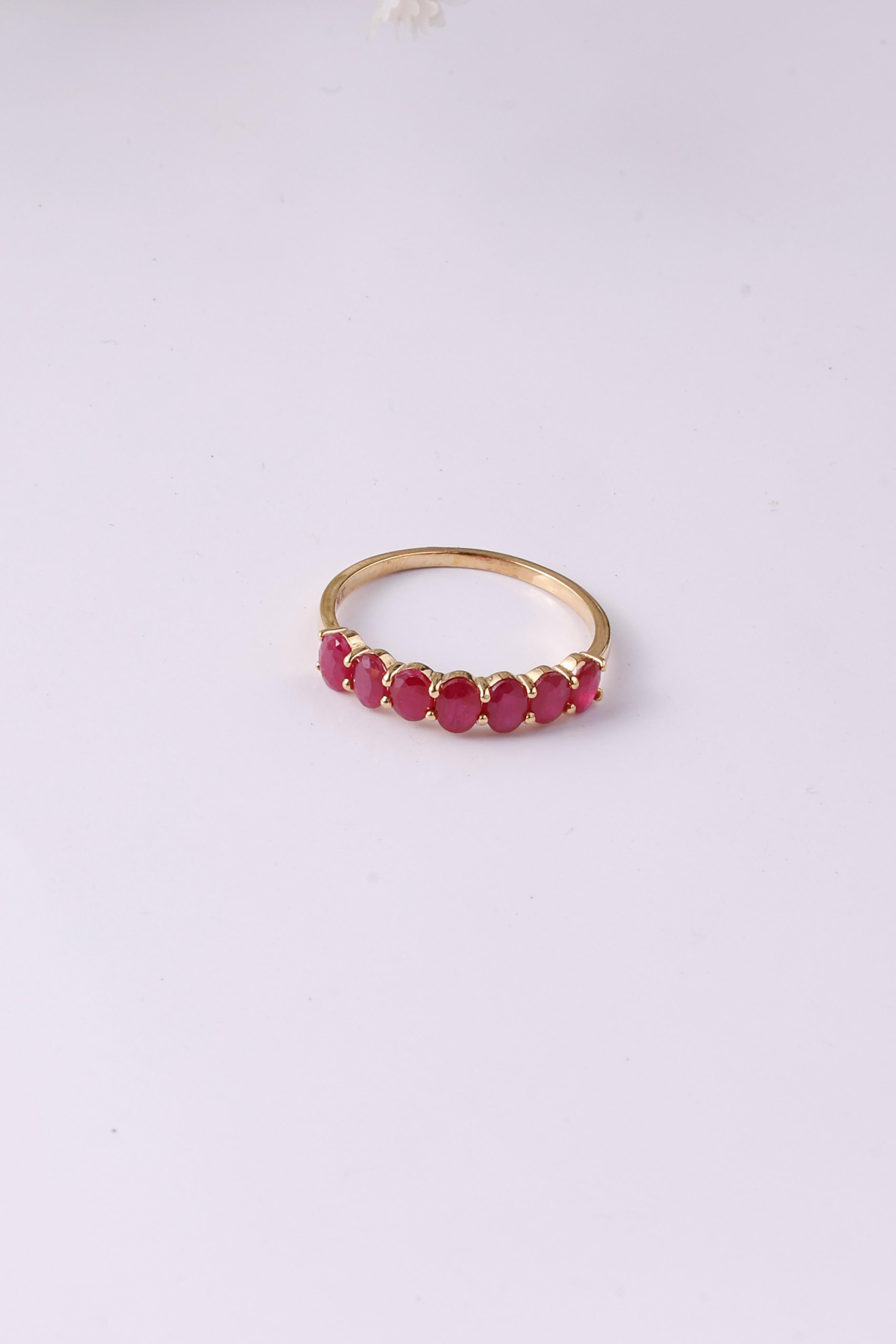 Ruby Ring 14K Gold Half Eternity Ring Band Oval Ring Customized Gift for her Anniversary Ring Gifts