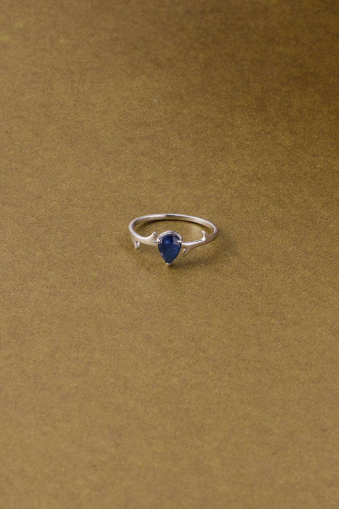 14K Gold Ring: Pear Blue Sapphire, Classy Eternity Designer Ring