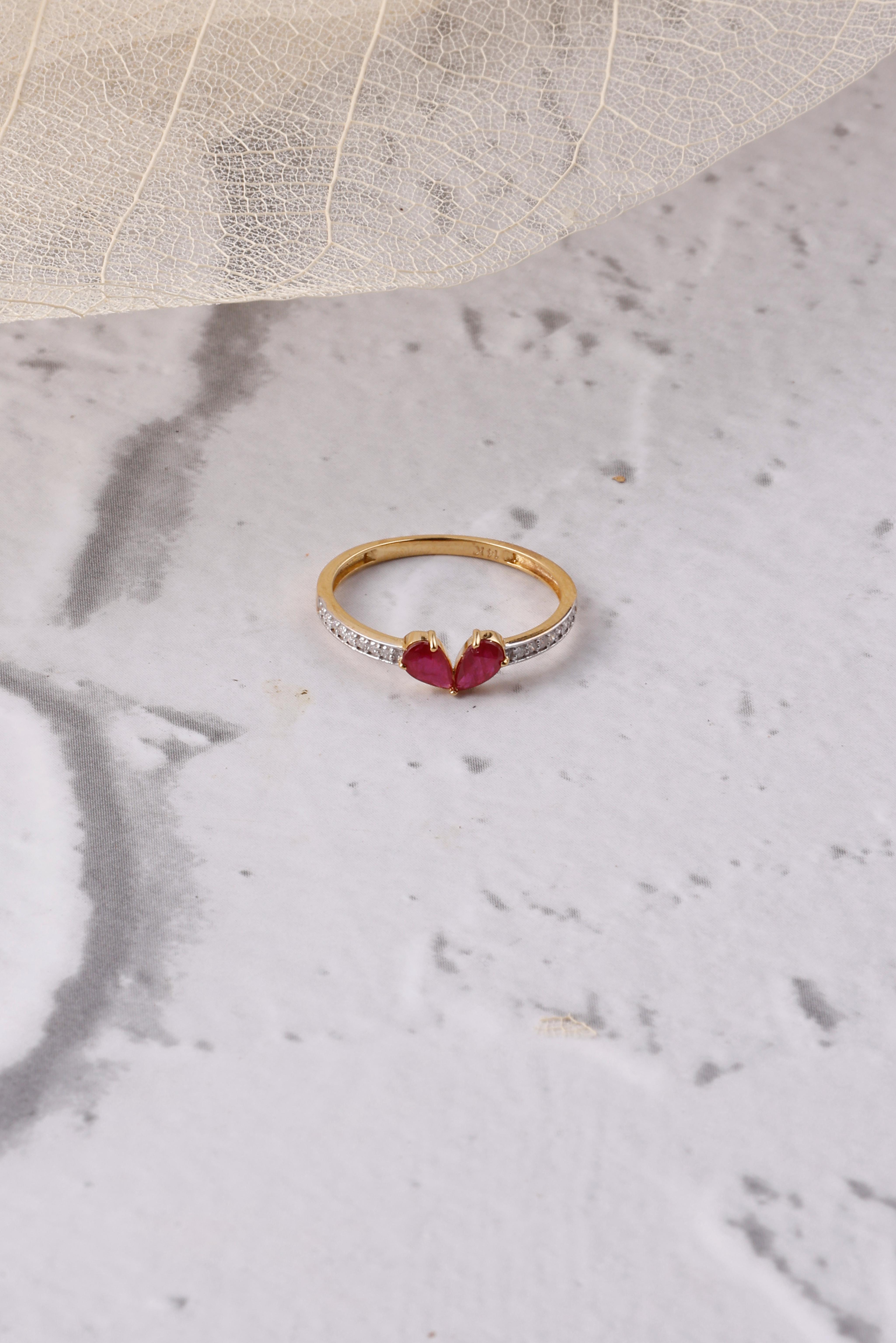 Kissie 14K gold Ruby Ring with Natural Diamonds