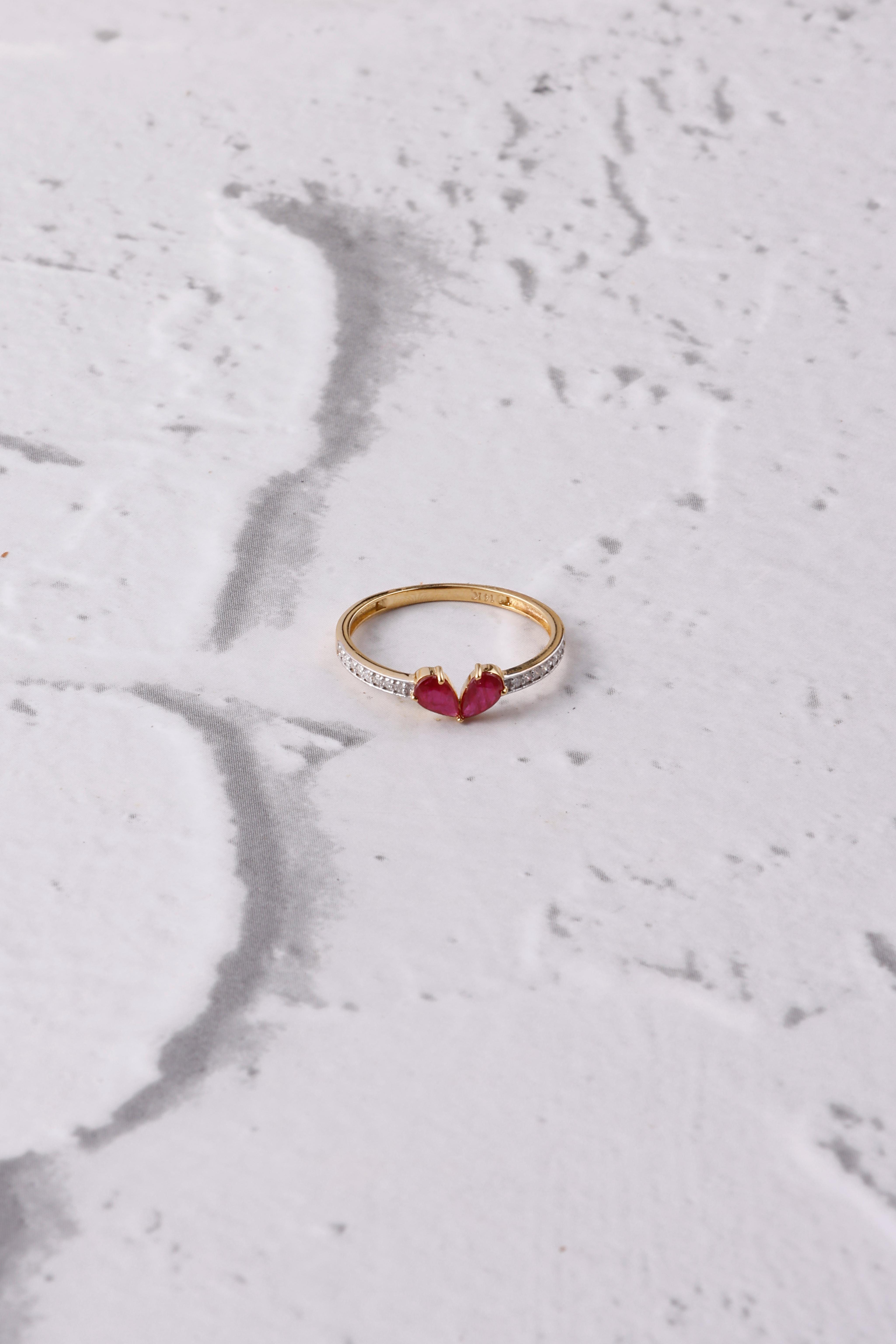 Kissie 14K gold Ruby Ring with Natural Diamonds