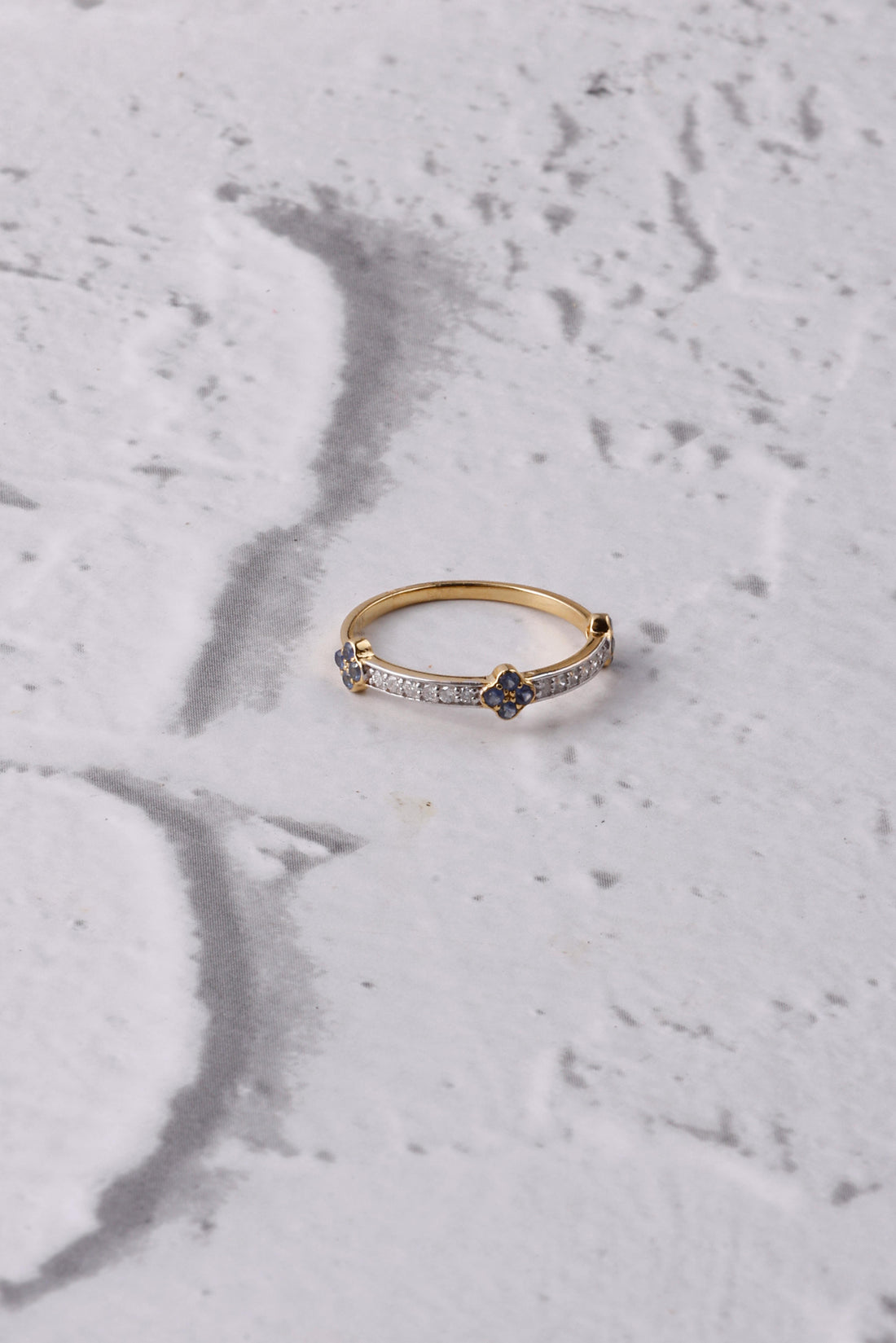 Full Band 14K Gold Blue Sapphire Ring: Diamond Eternity Band, Dainty Gift