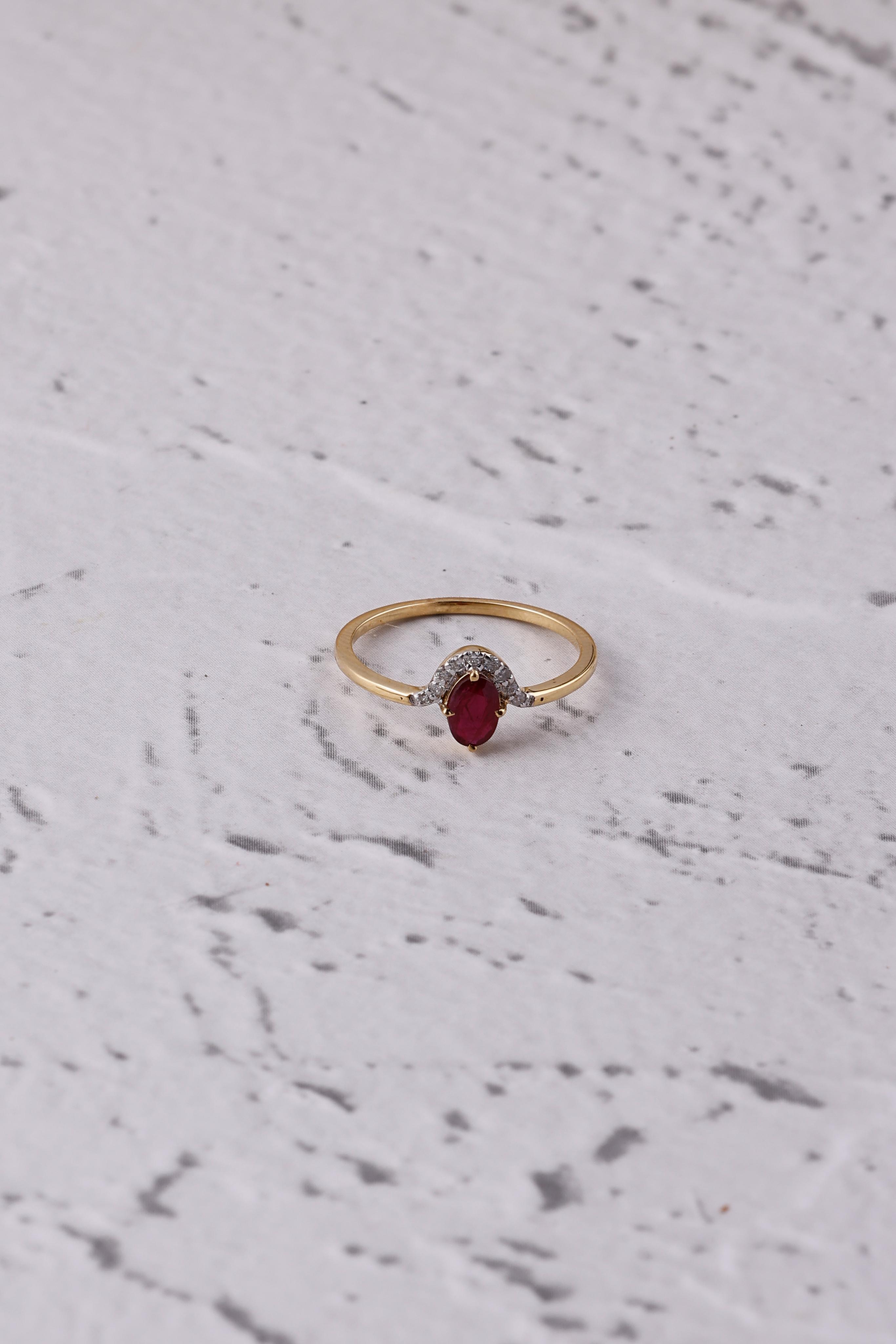 Diamond and 14K Gold Ruby Queen Ring Statement Rings for her Birthstone Ring Unique Luxury items