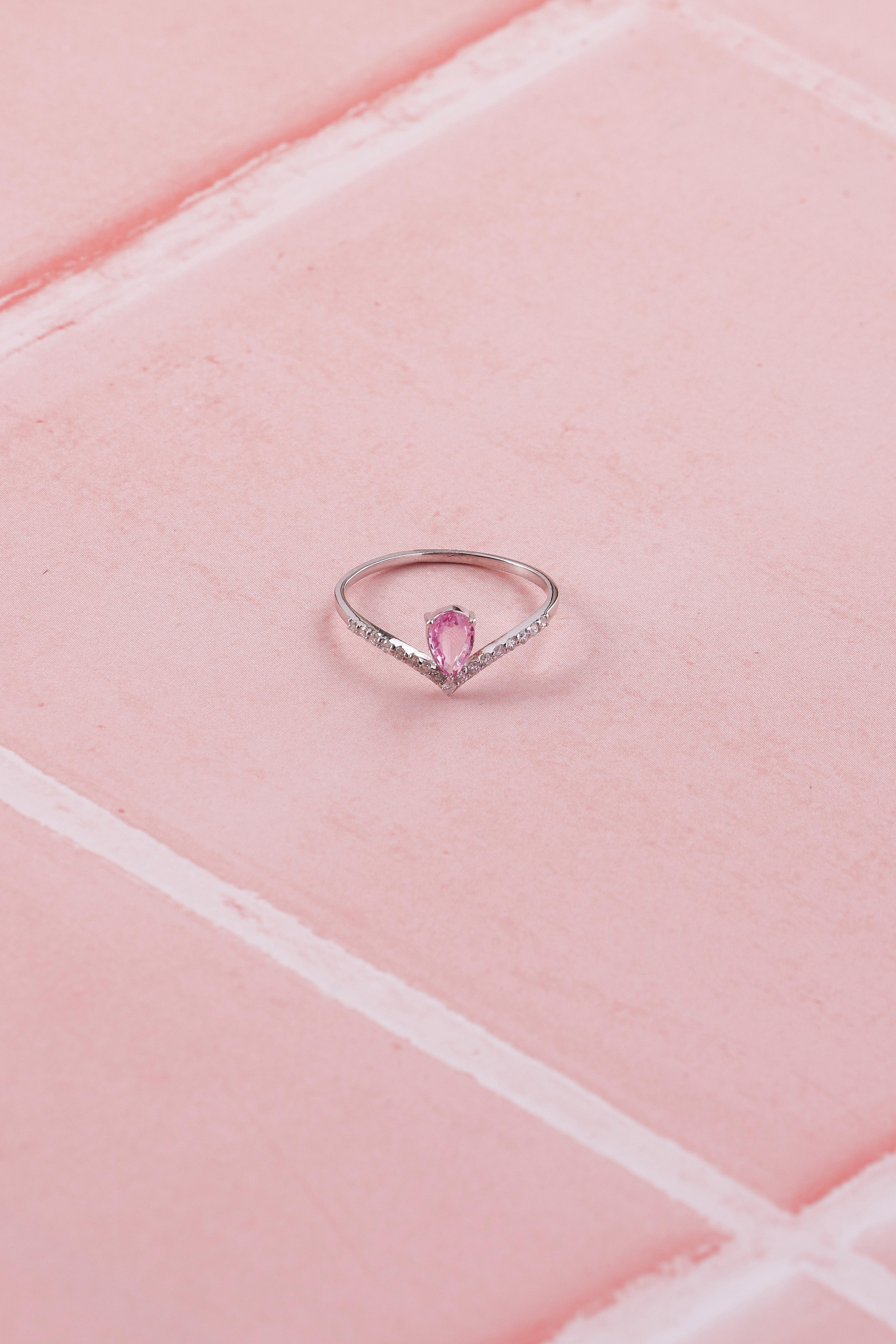 Kylie Jenner inspired 14K gold Pink Sapphire Diamond Ring