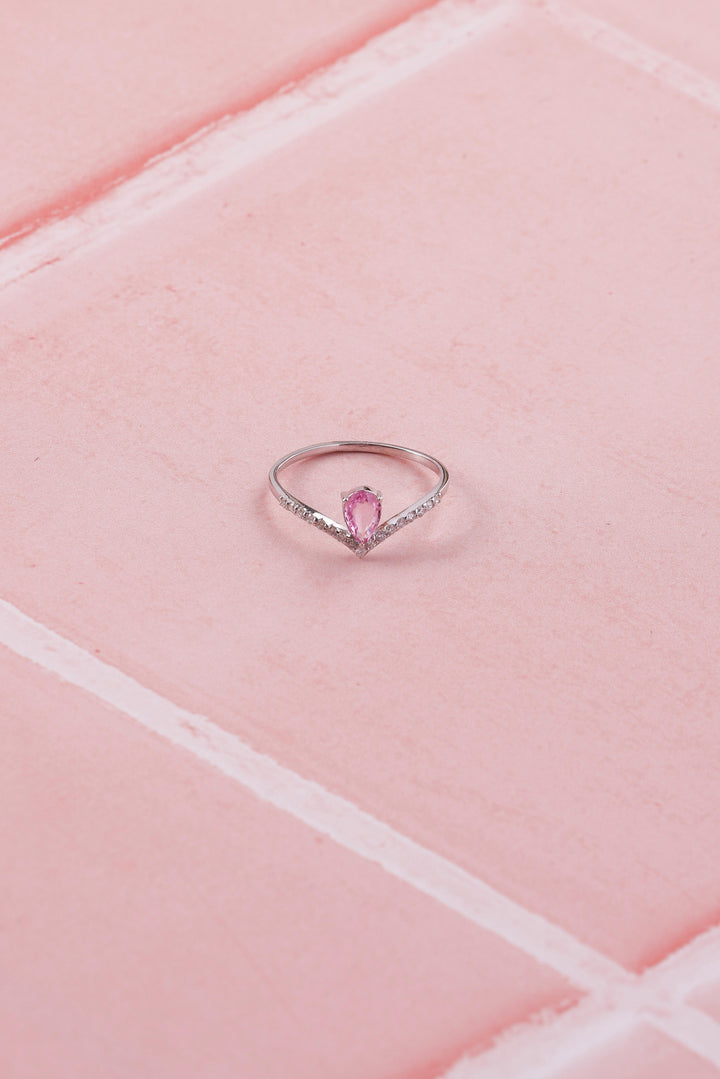 Kylie Jenner inspired 14K gold Pink Sapphire Diamond Ring