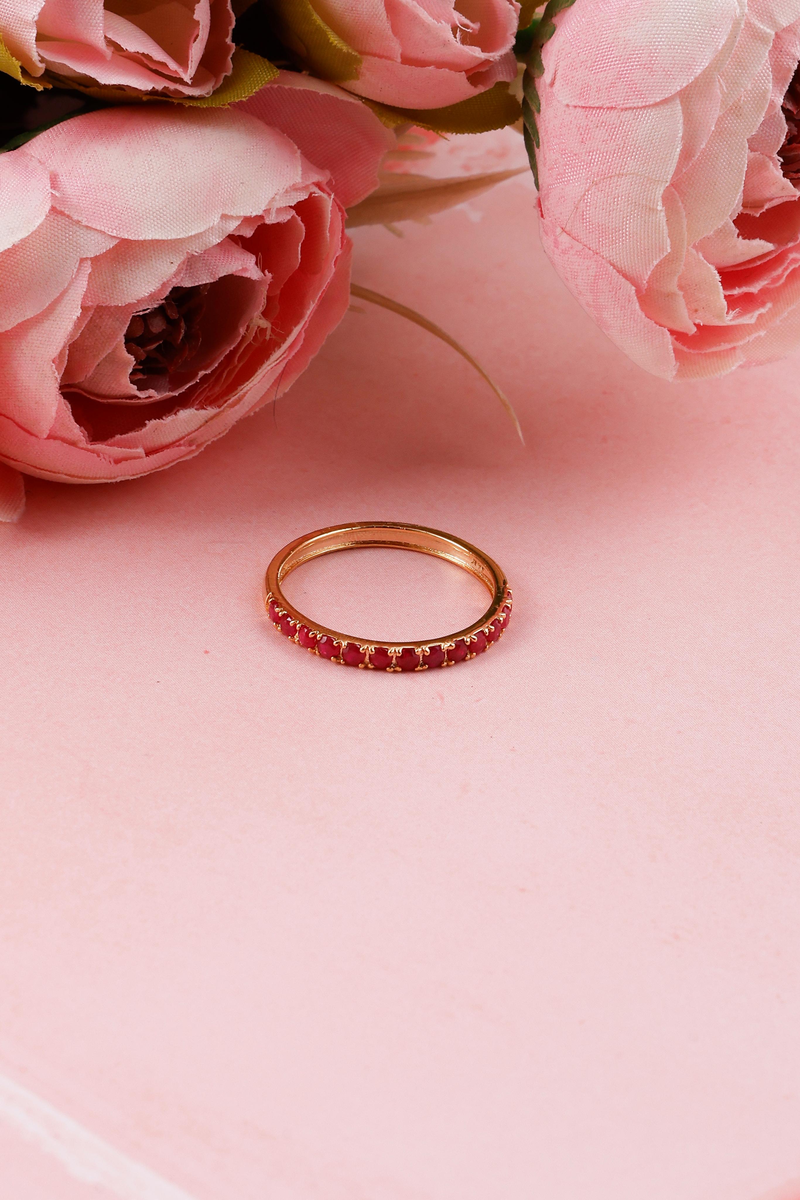 Ruby Sterling Silver Minimalist Ring: Dainty Gemstone