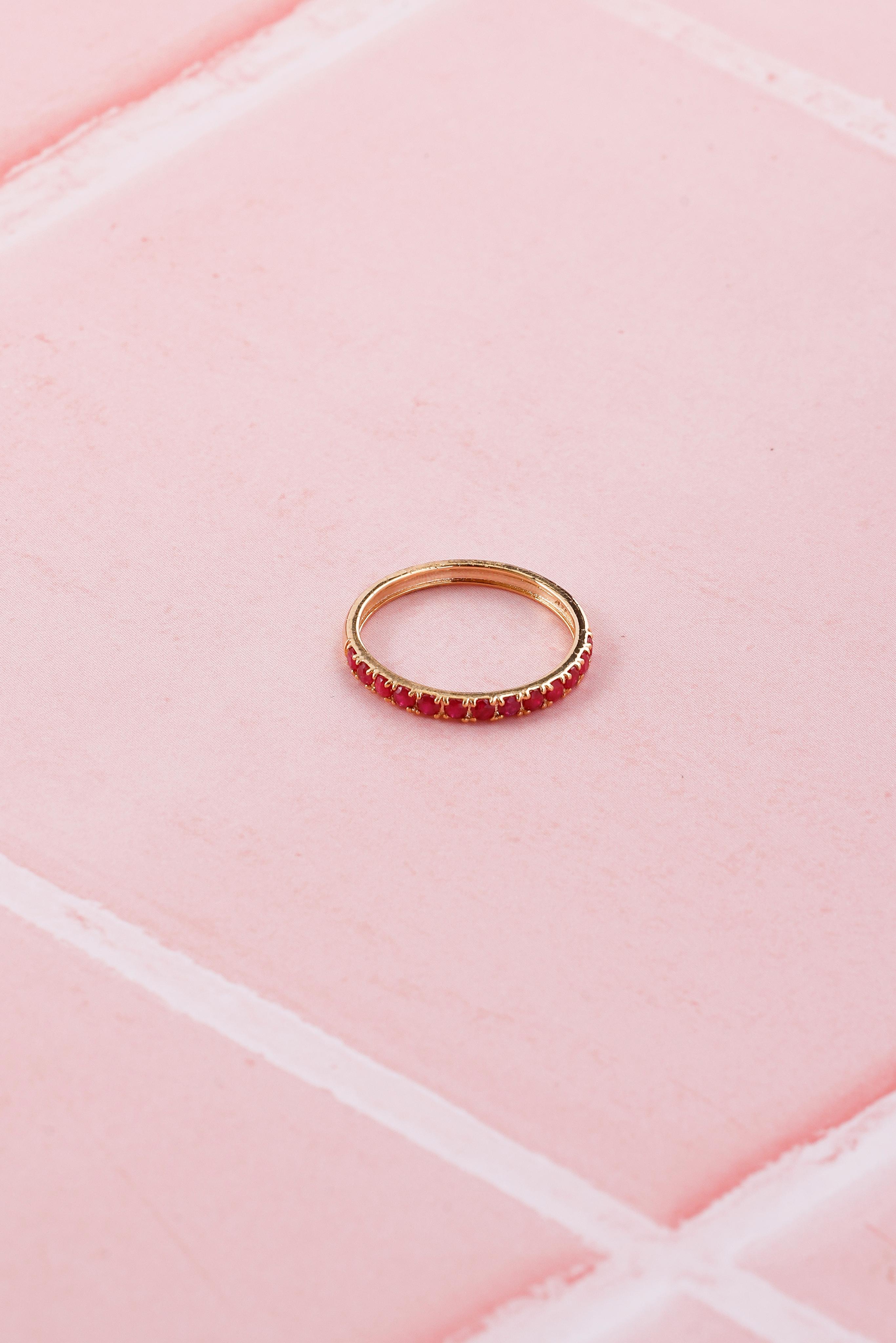 Ruby Round Dainty Ring 14K Gold Ring Minimal Ring for her Anniversary ring Gifts for Girlfriend Customized gift Exclusive item