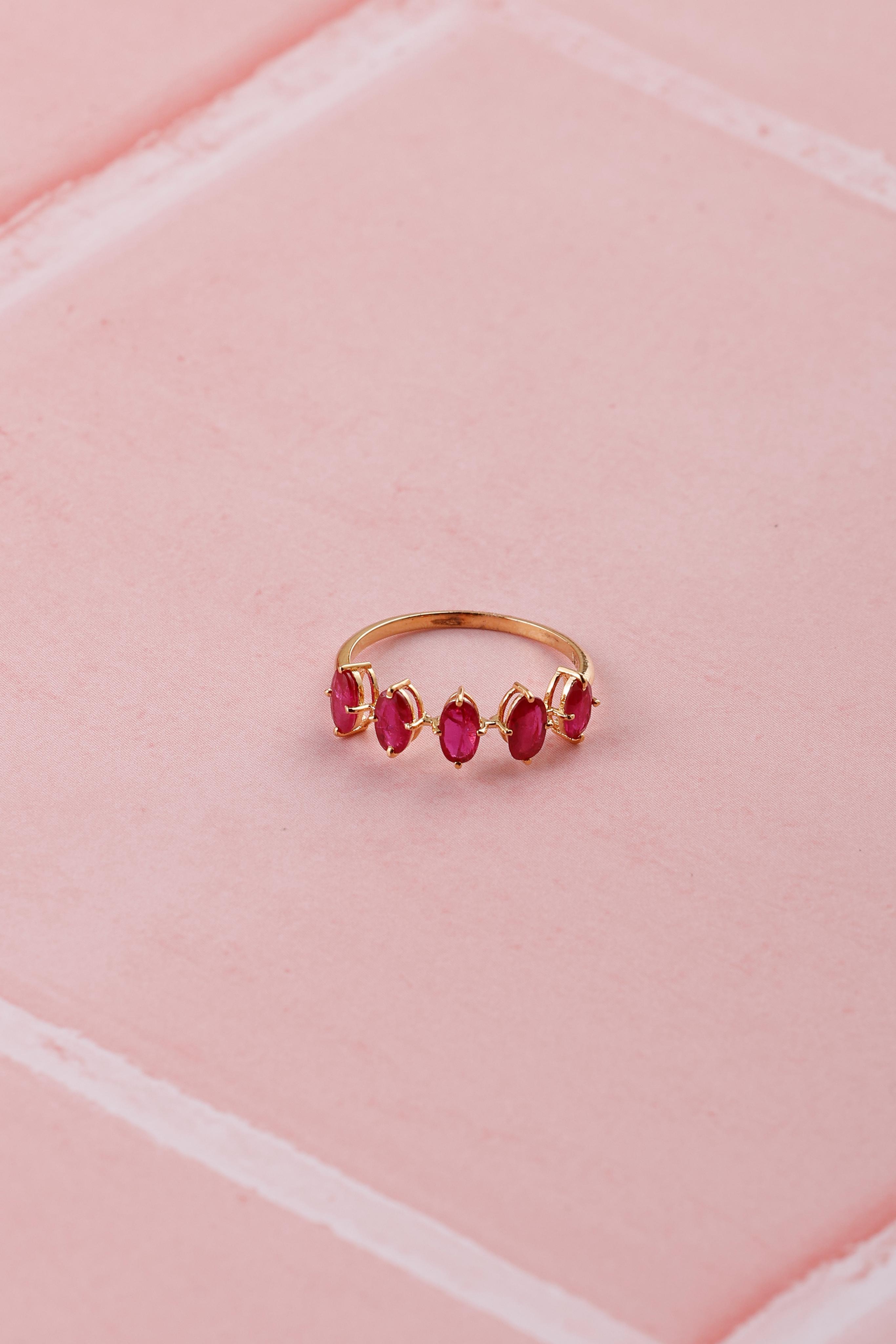 Ruby Ring 14K Gold Half Eternity Ring Band Oval Ring Customized Gift for her Anniversary Ring Gifts for girlfriend