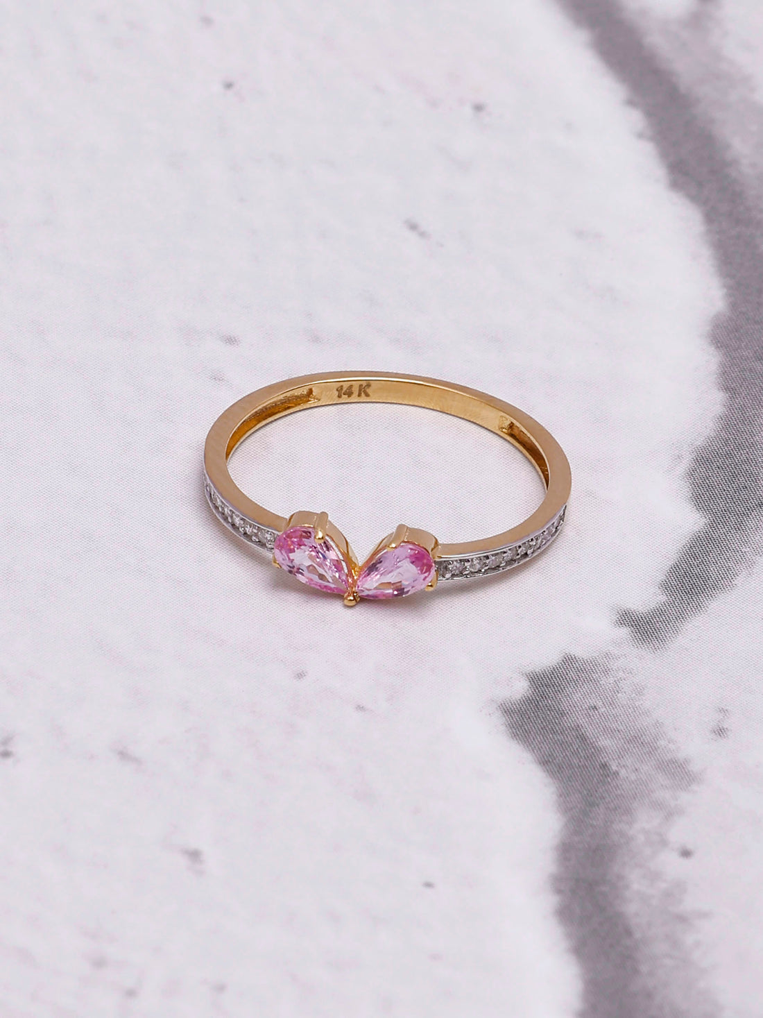 Kissie Pink Sapphire 14K Gold Ring With Natural Diamonds