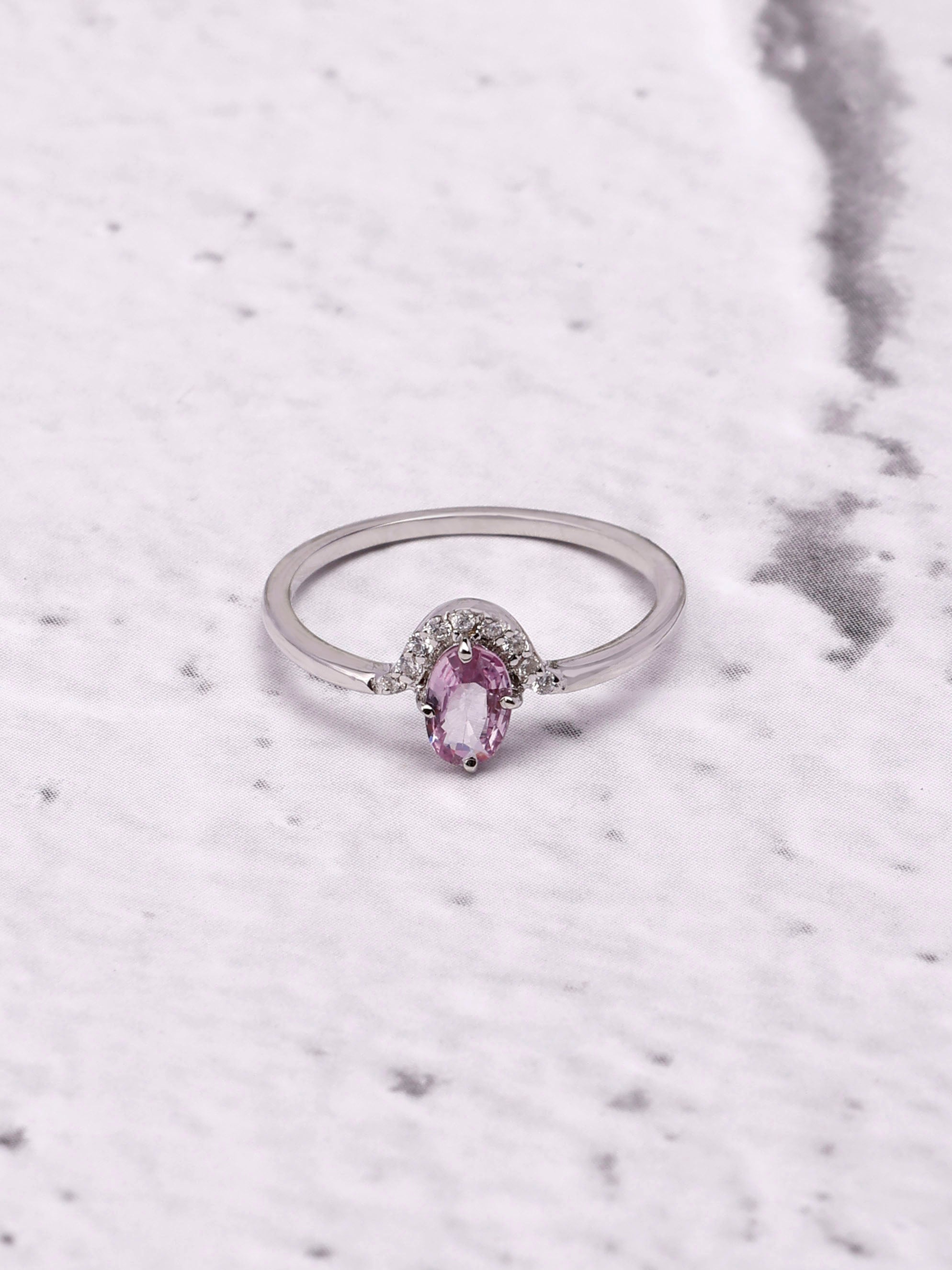 14K Gold and Diamond Pink Sapphire Queen Ring Oval design Ring for women Ultra luxurious gifts for her