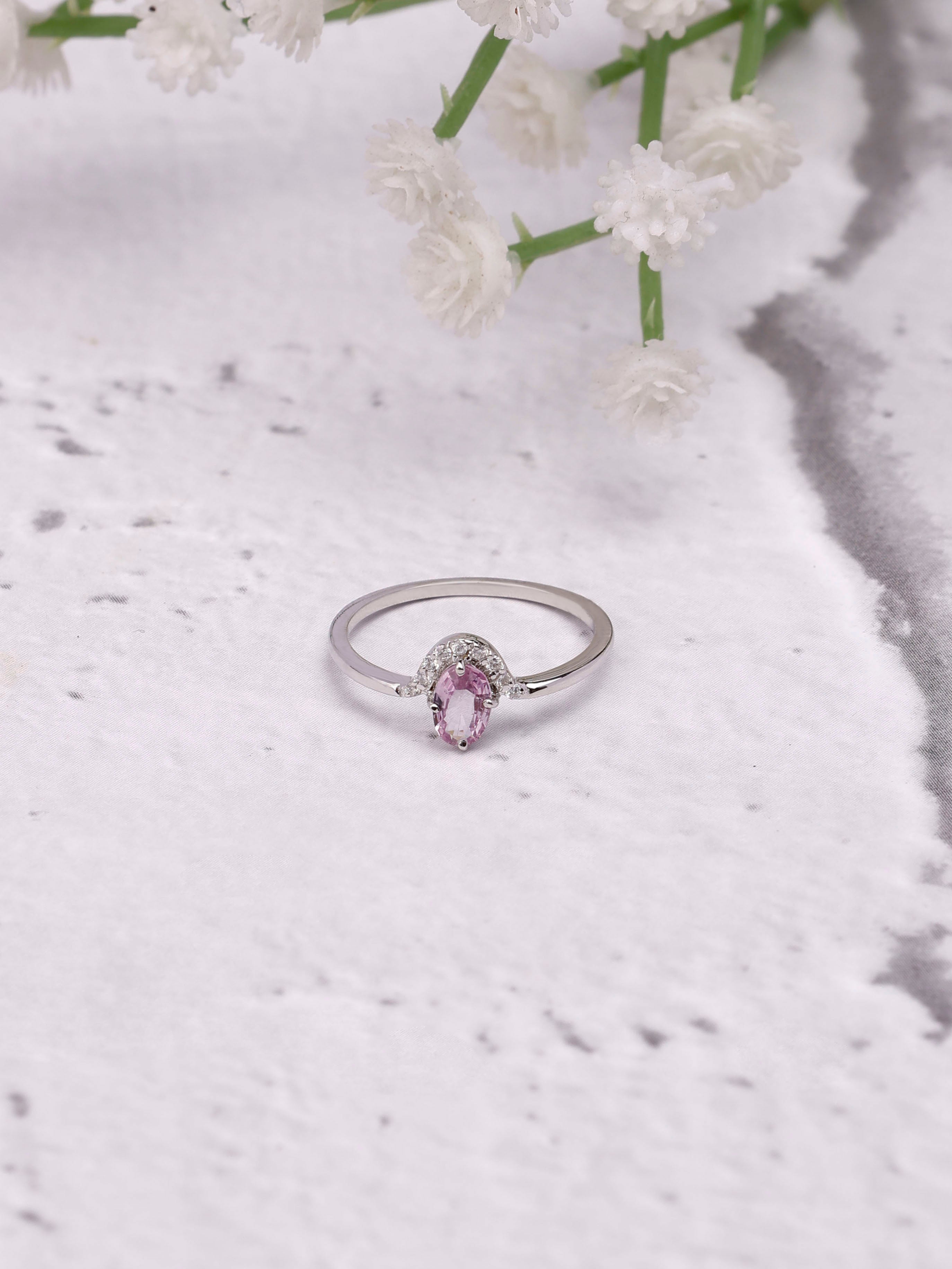 14K Gold and Diamond Pink Sapphire Queen Ring Oval design Ring for women Ultra luxurious gifts for her